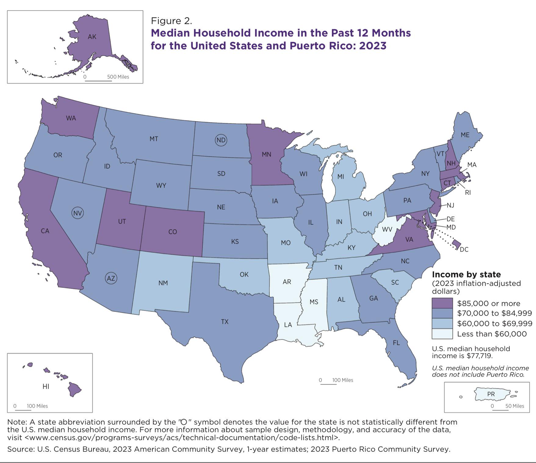 US State Median Household Income Map US State Median Household Income Map