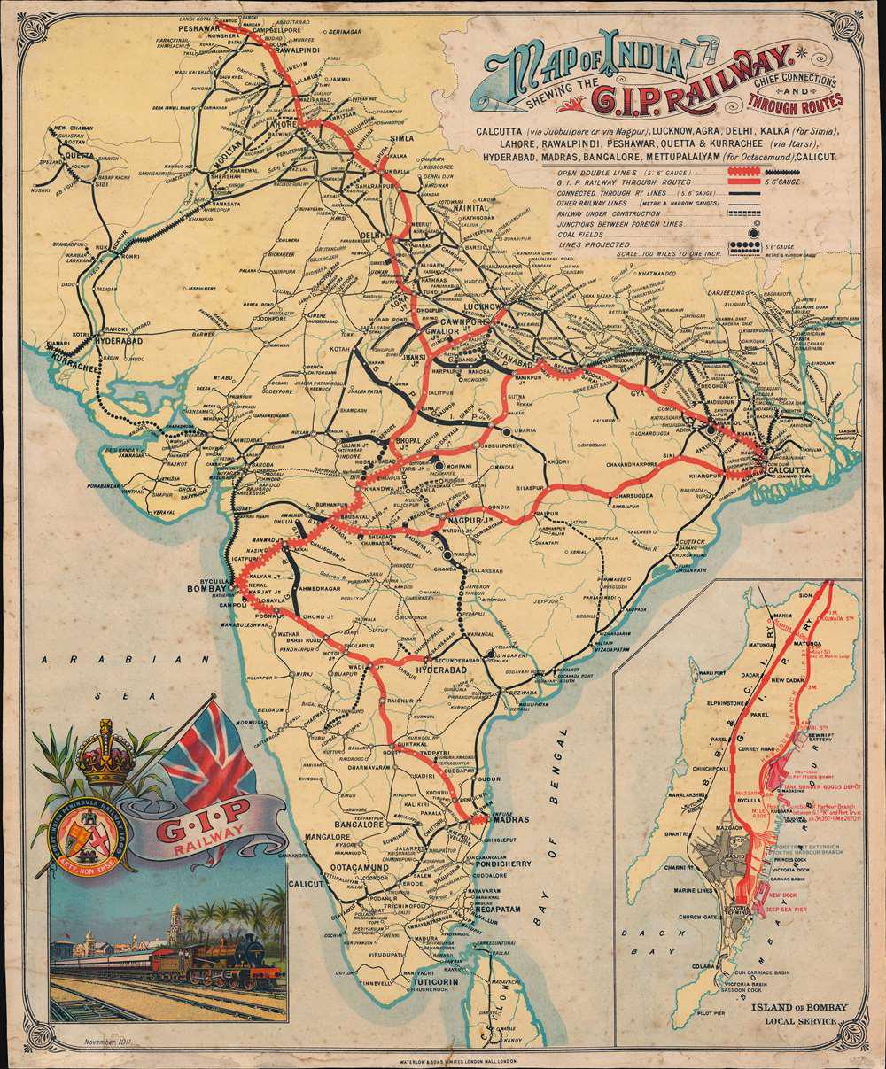 Railway Map of British India in 1911