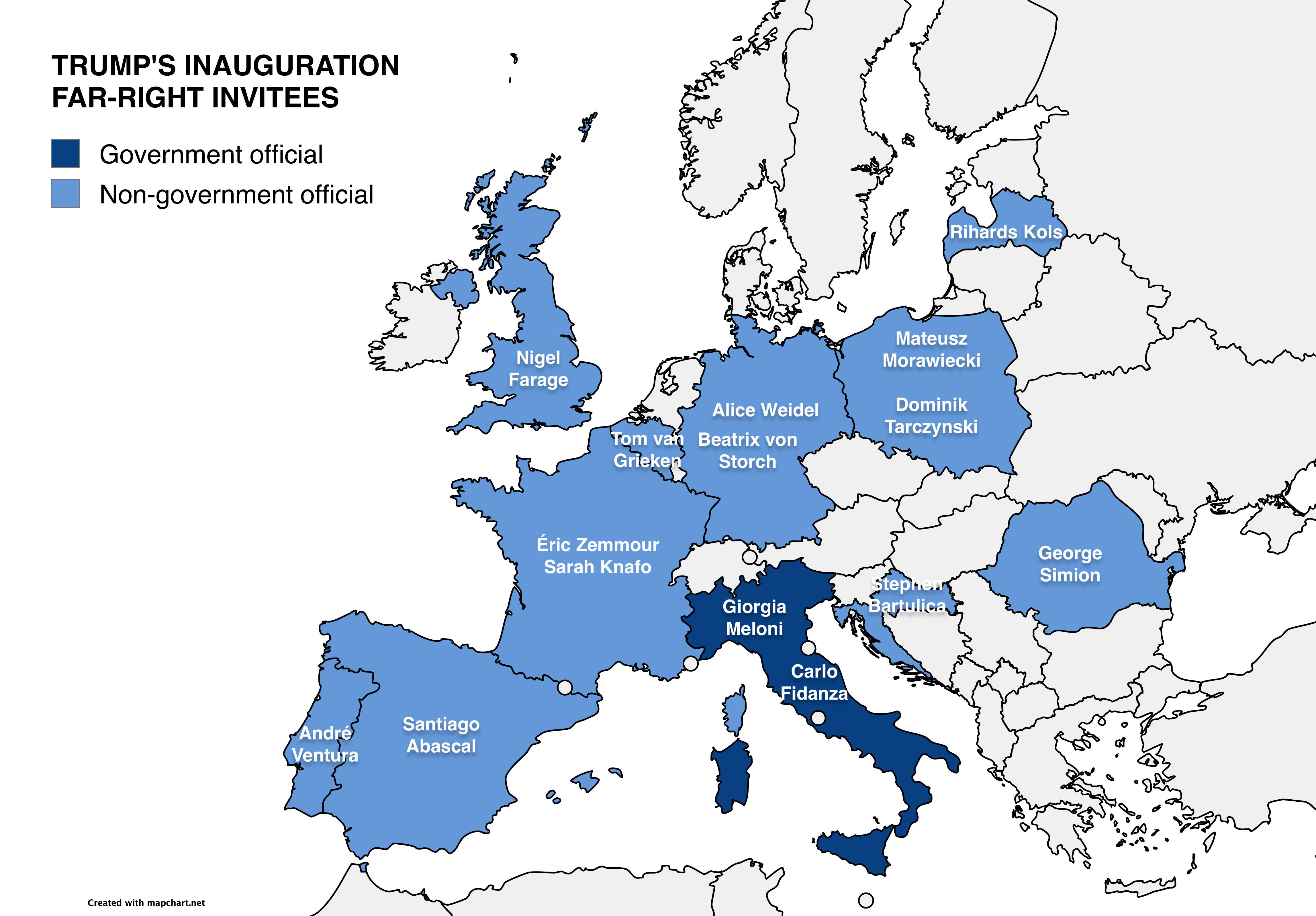 Map of Far-Right European Officials at Trump’s Inauguration