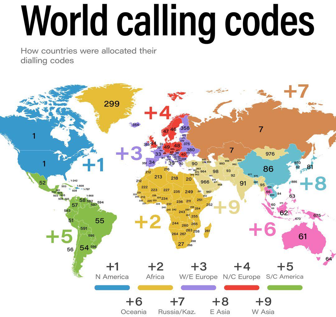 World Calling Codes Map World Calling Codes Map