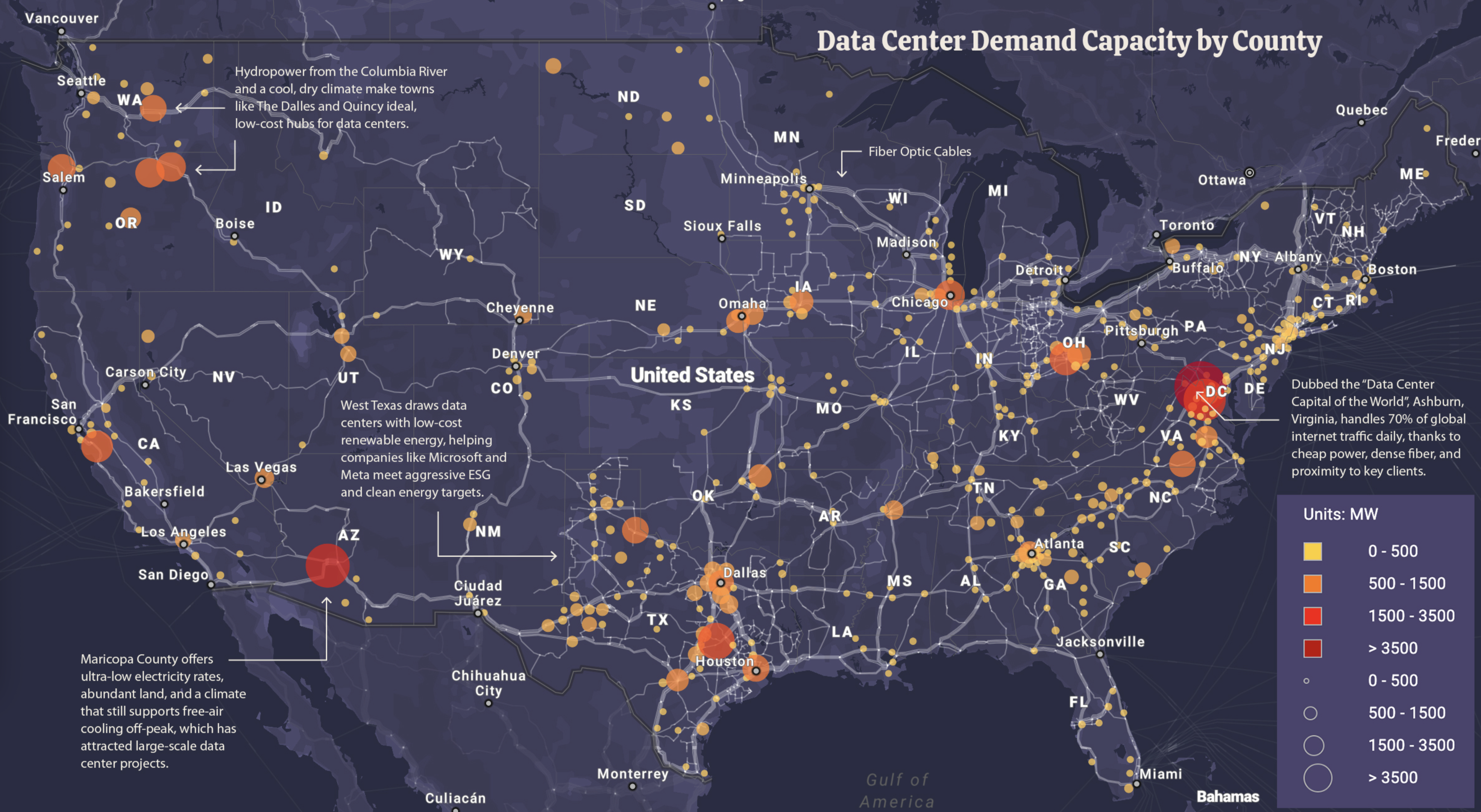 Data Center Power Demand Map