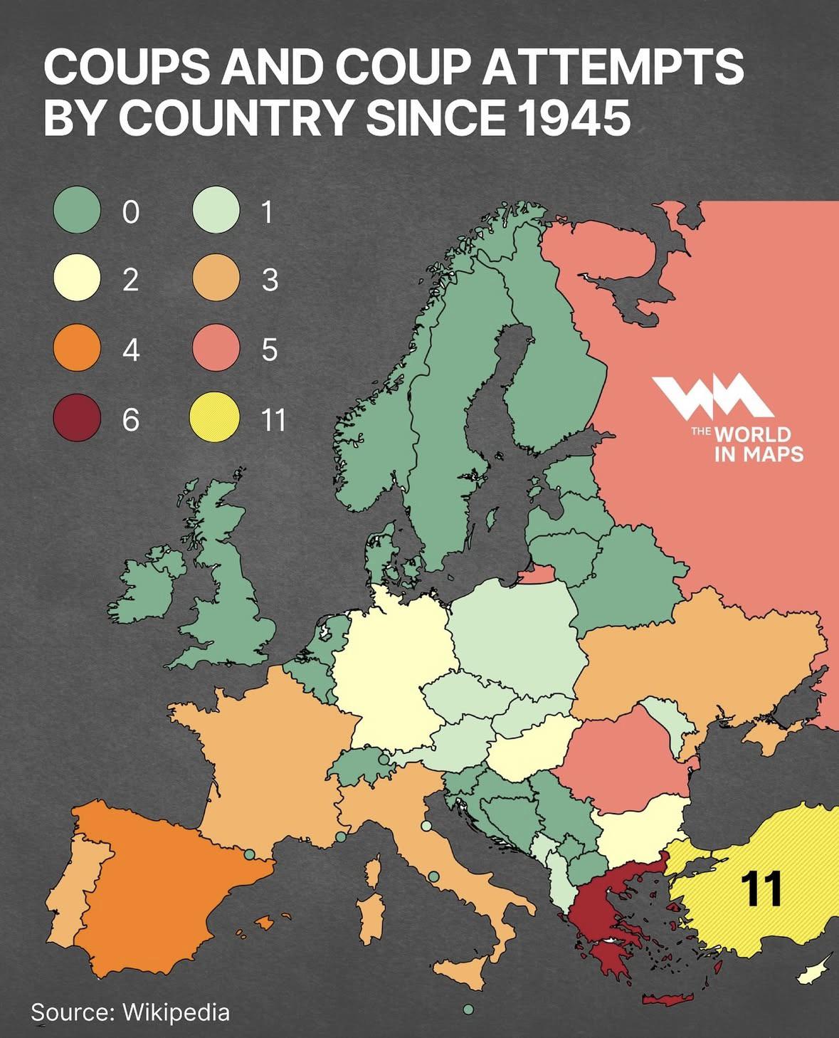 Coups and Coup Attempts by Country Map Coups and Coup Attempts by Country Map