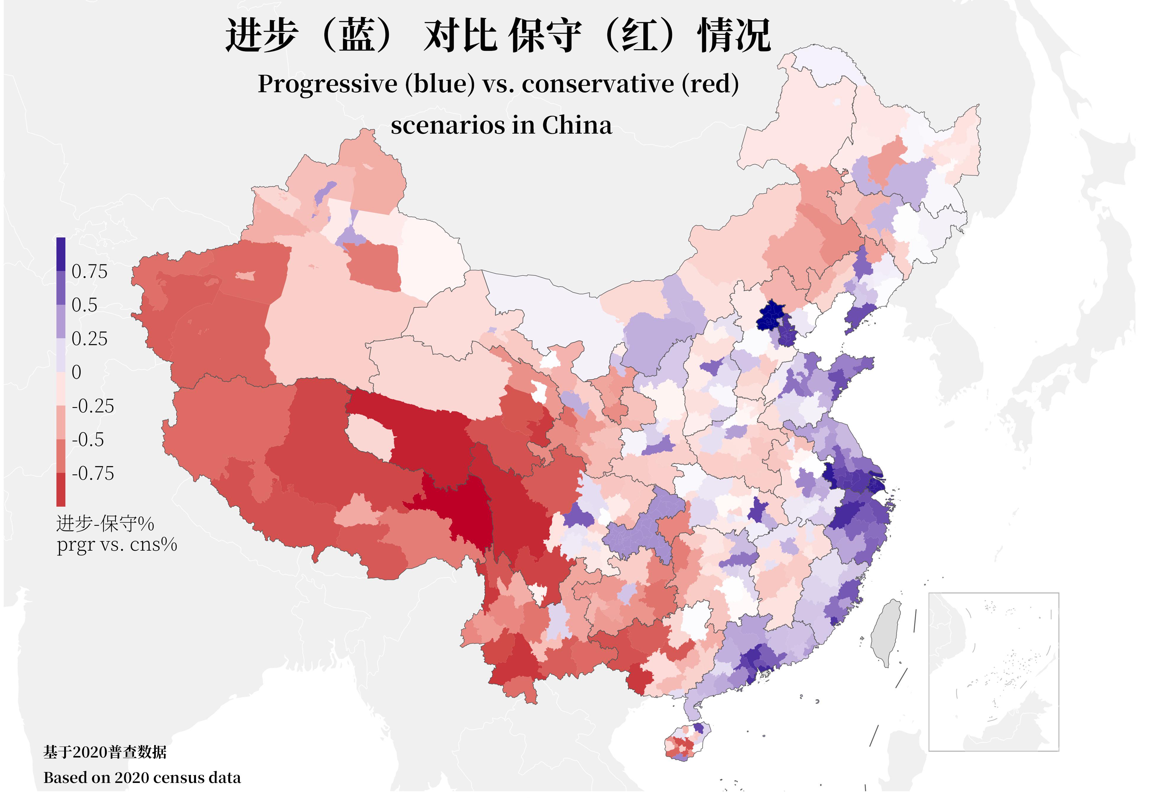 China's Ideological Spectrum by City Map