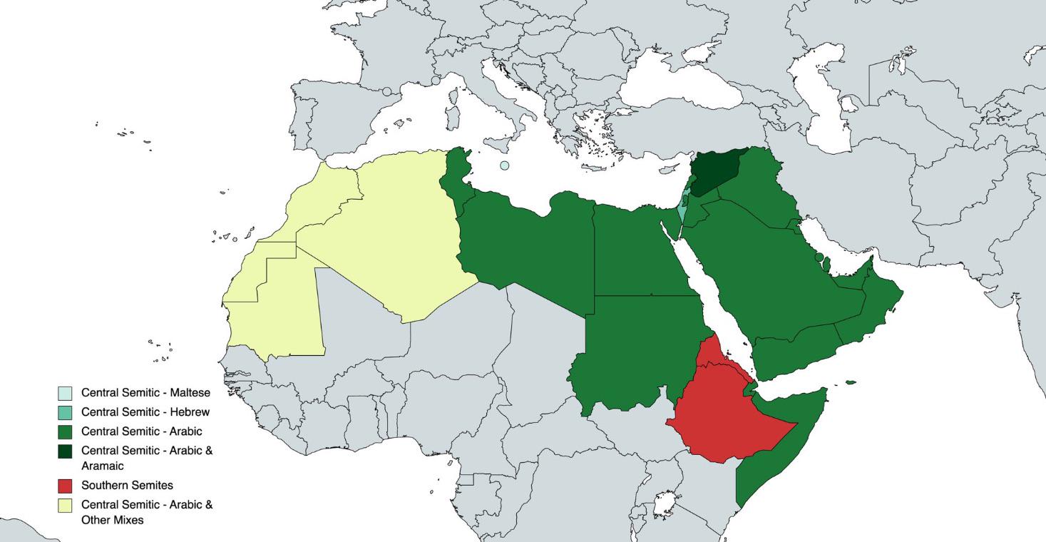 Map of Semitic Countries Map of Semitic Countries