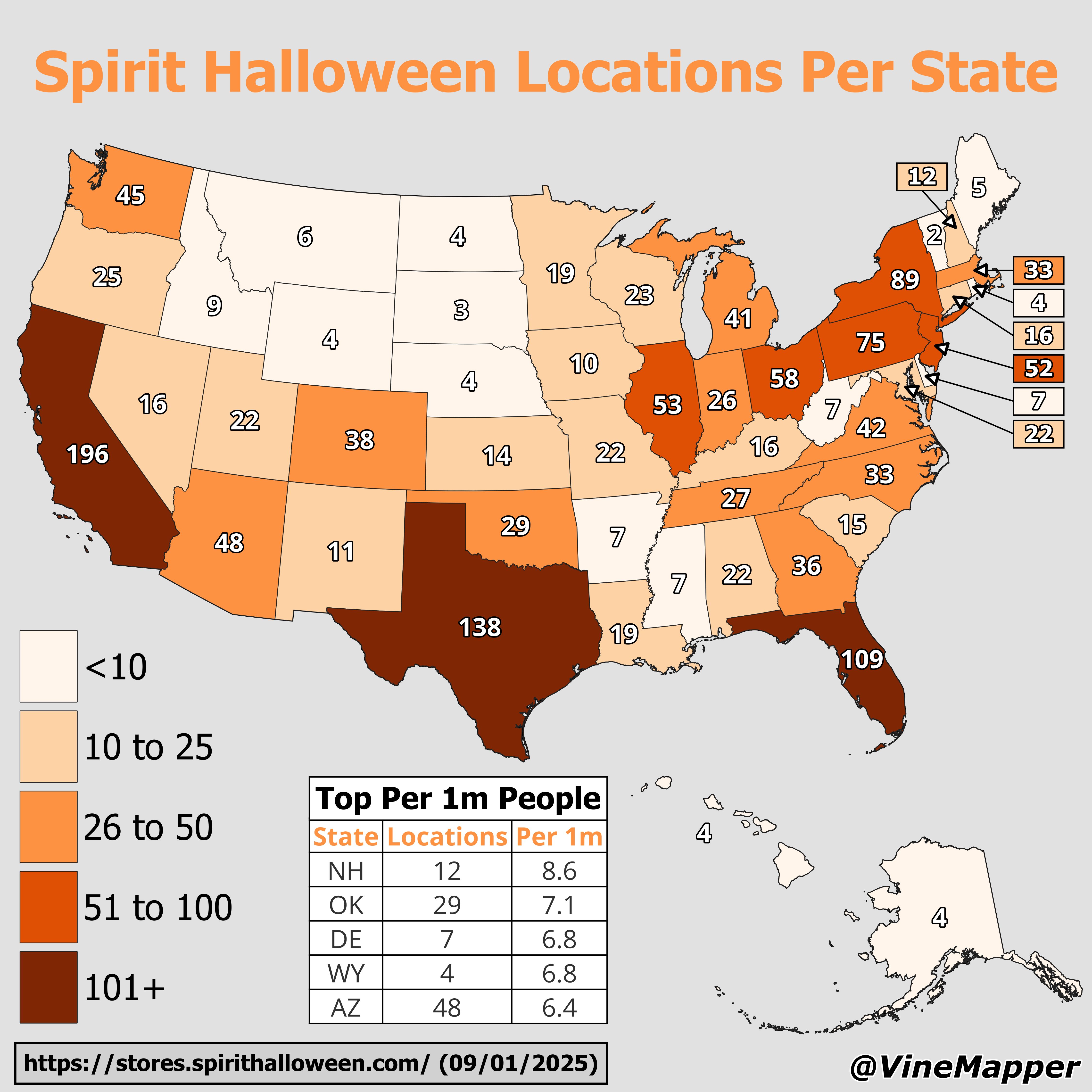 Spirit Halloween Locations Per State Map Spirit Halloween Locations Per State Map
