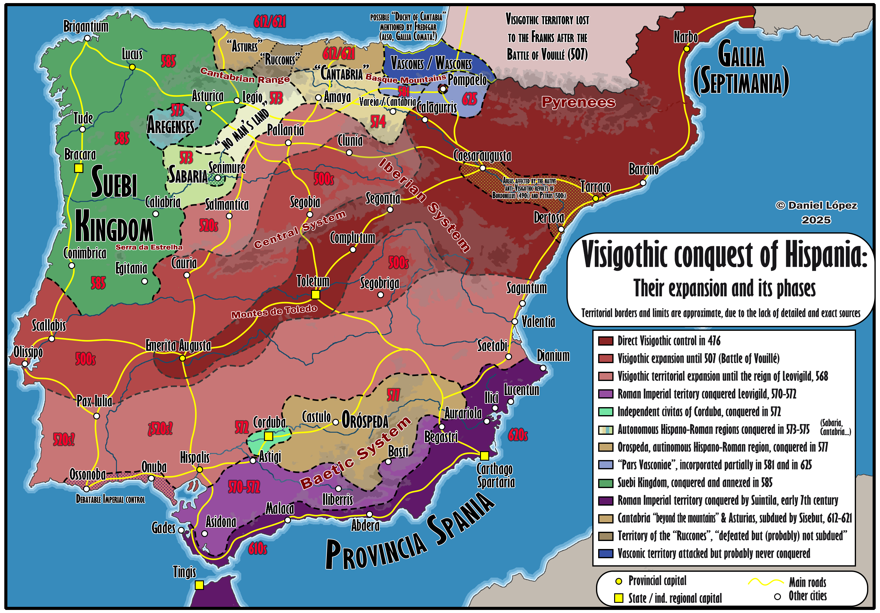 Visigothic Conquest of Hispania Map Visigothic Conquest of Hispania Map