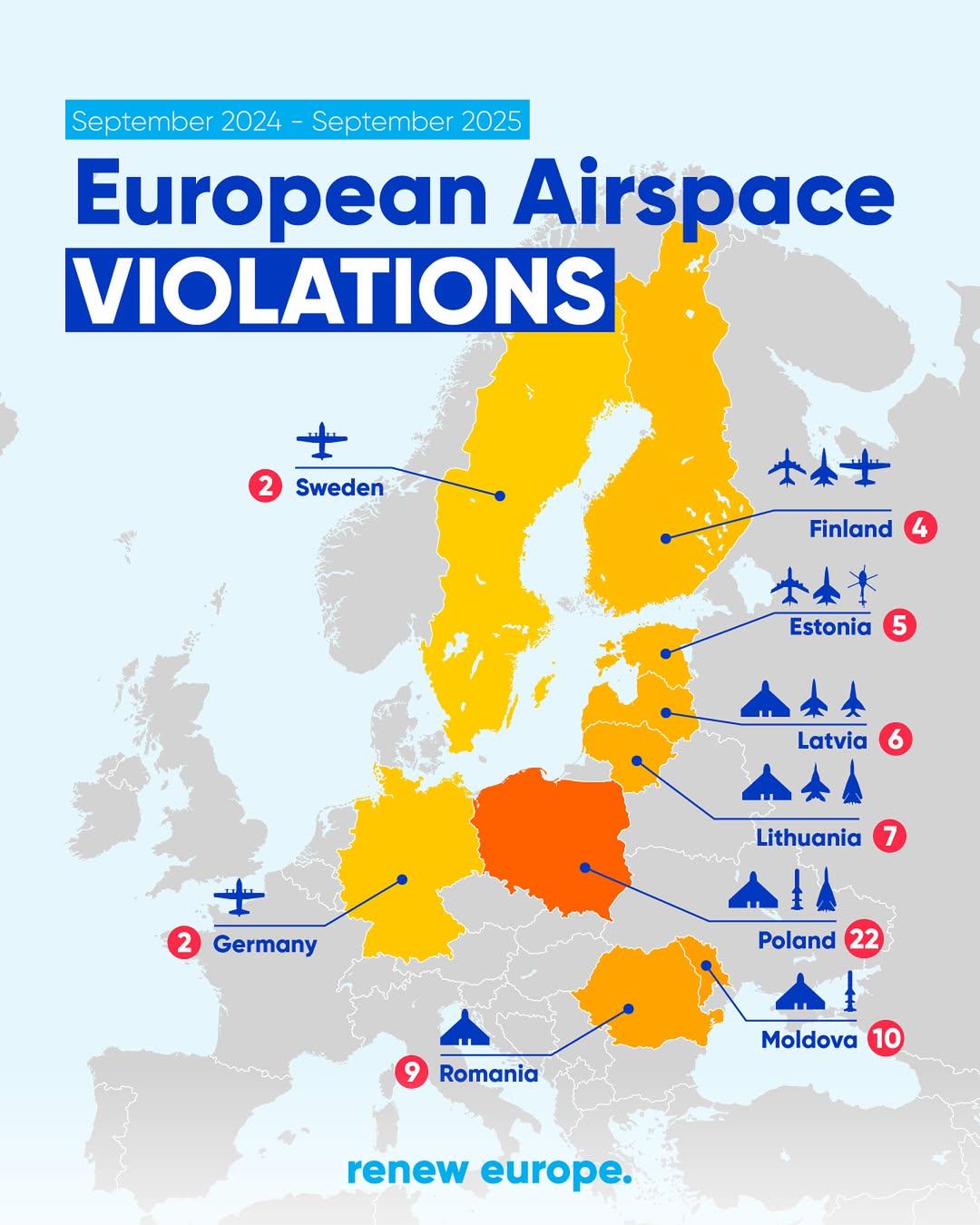 Map of European Airspace Violations by Russia Map of European Airspace Violations by Russia