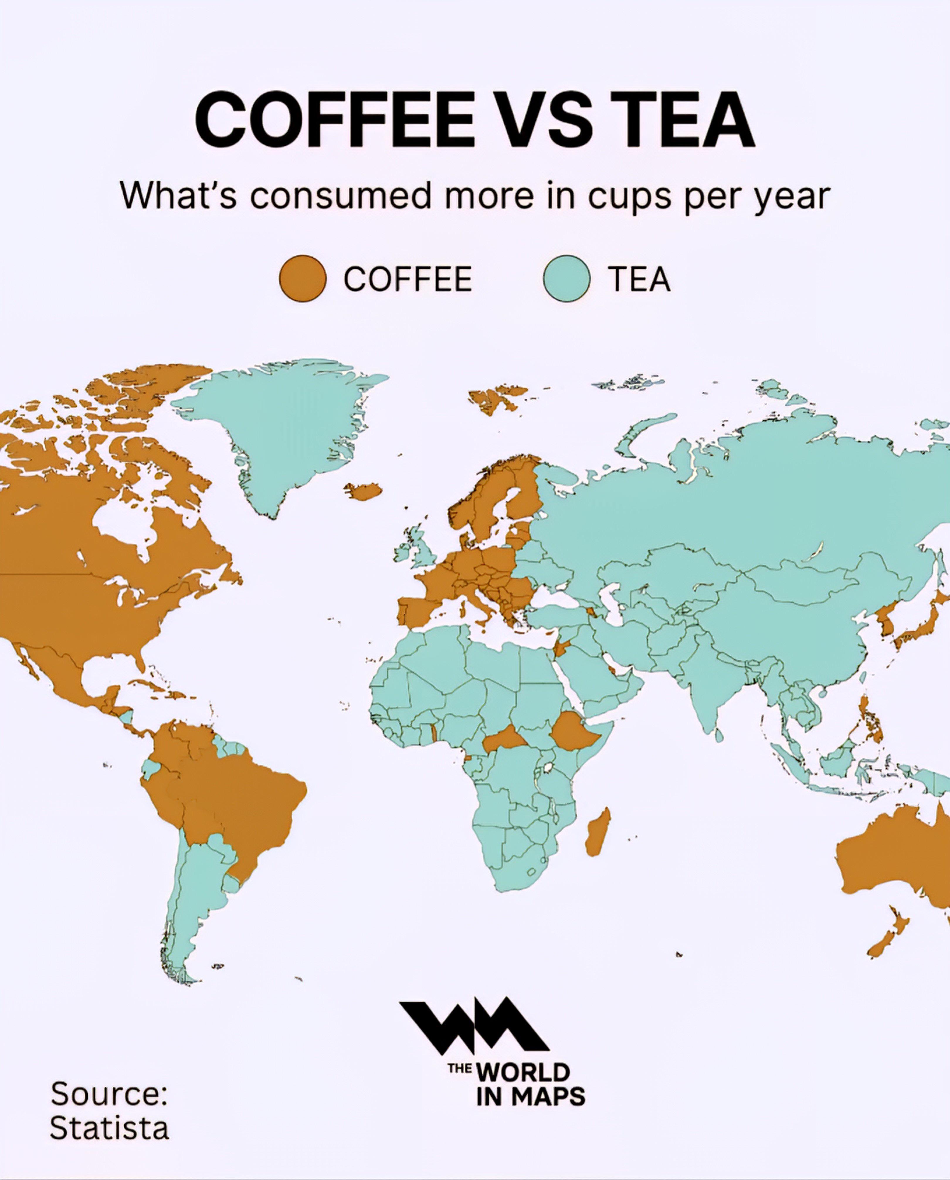 Coffee vs Tea Production Map