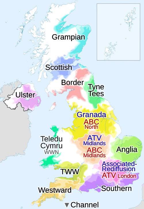 ITV Regions Map Up to 1967 ITV Regions Map Up to 1967