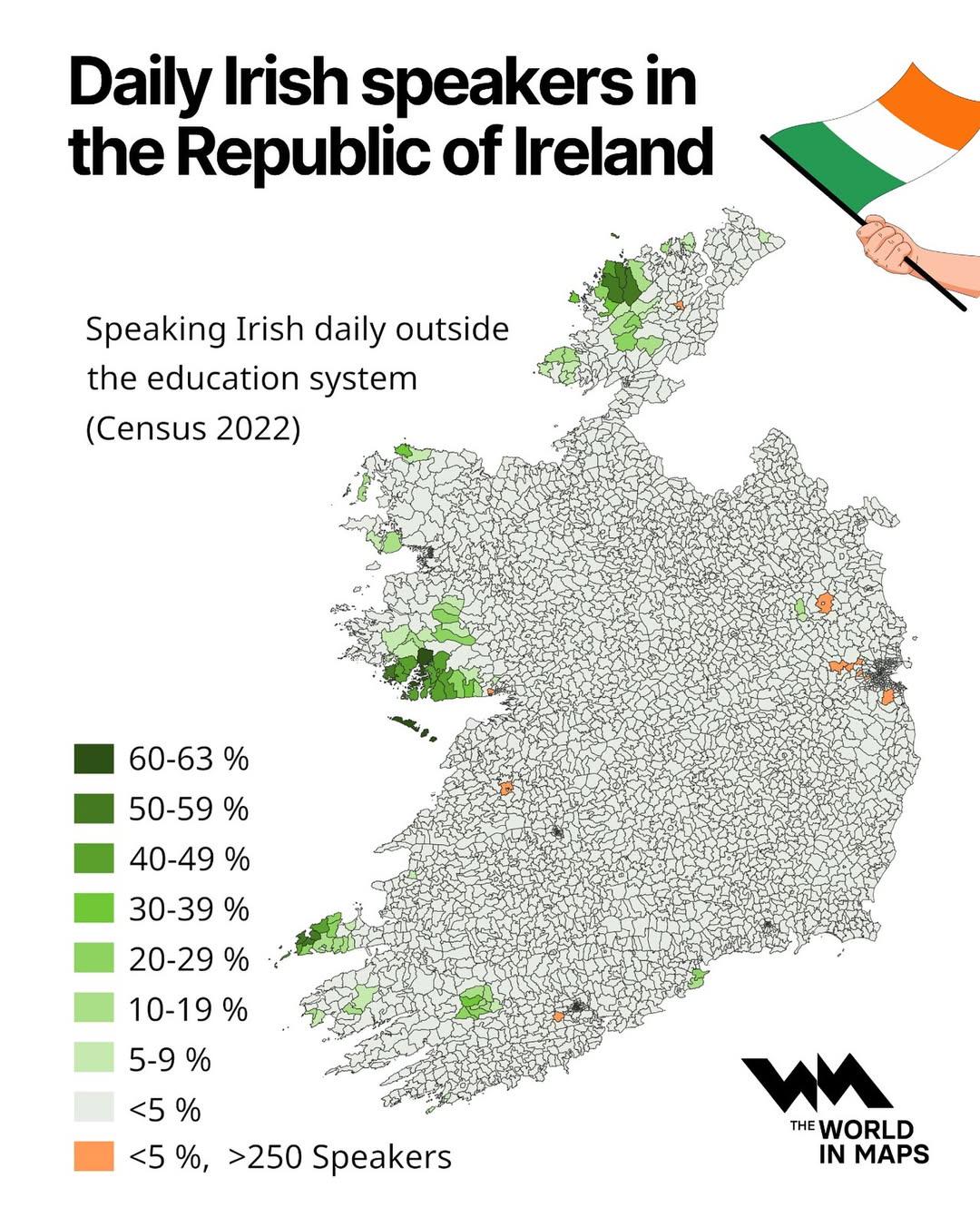 Daily Irish Speakers in the Republic of Ireland Map Daily Irish Speakers in the Republic of Ireland Map