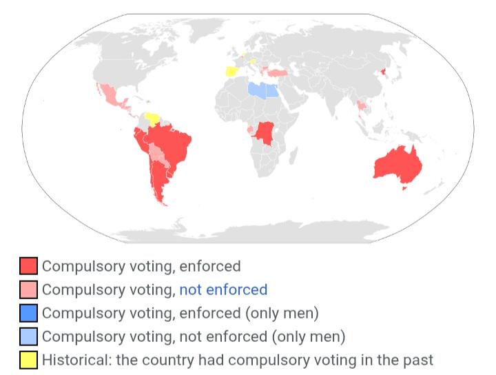 Mandatory Voting Countries Map