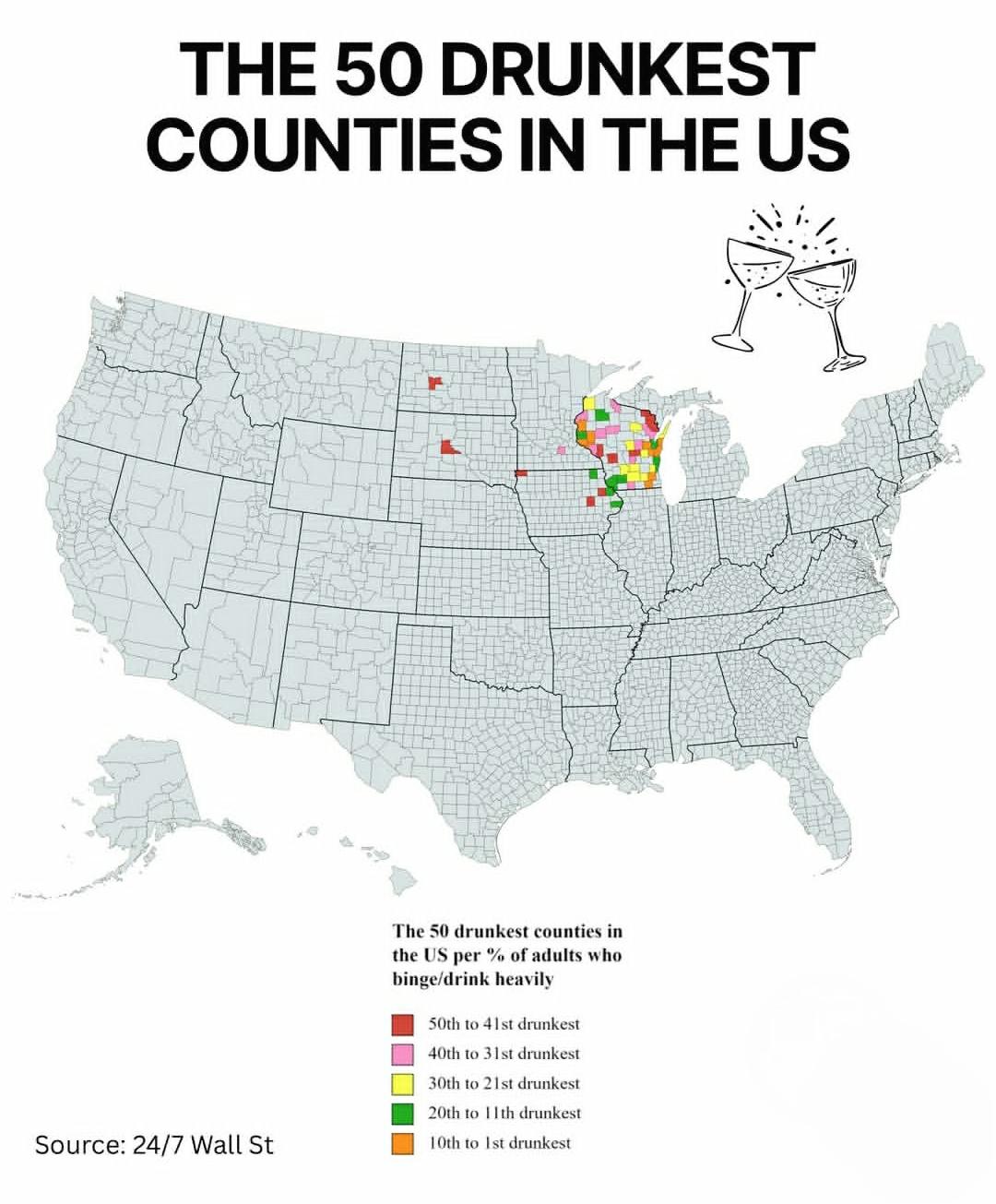 Drunkest Counties in the US Map