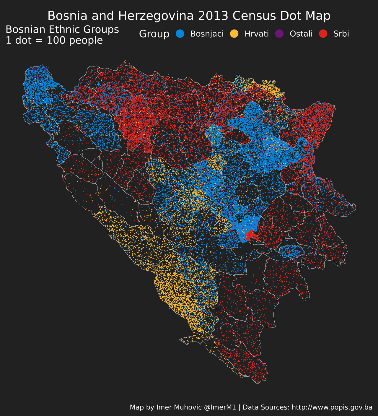 Dot Map of Ethnic Groups in Bosnia and Herzegovina