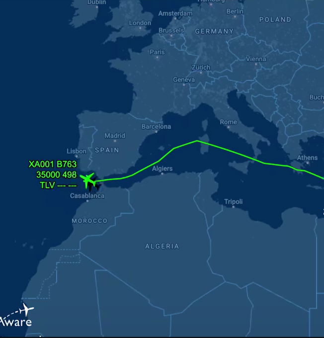 Netanyahu's Flight Path Avoidance Map Netanyahu's Flight Path Avoidance Map