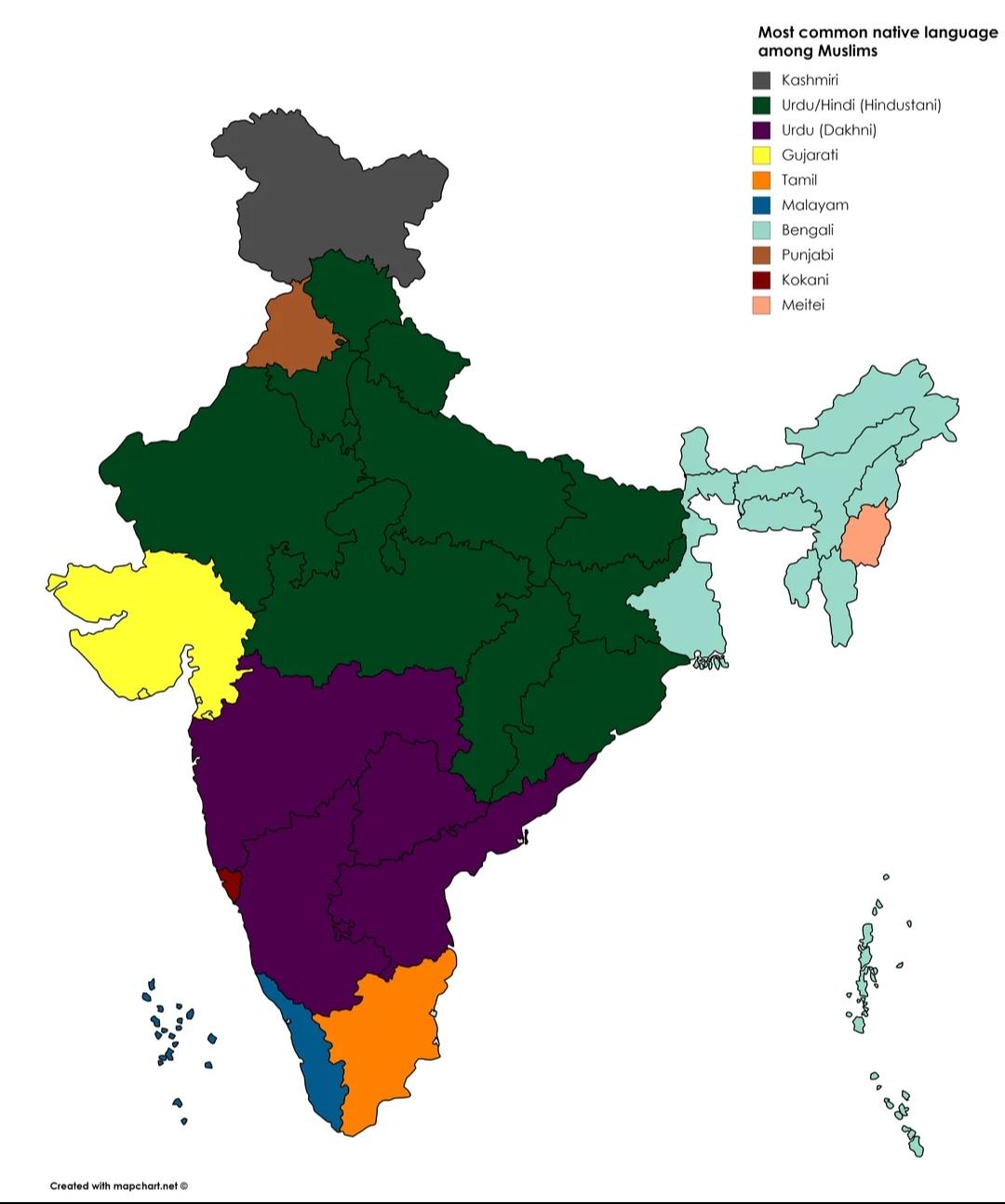 Common Language Among Muslims in India Map