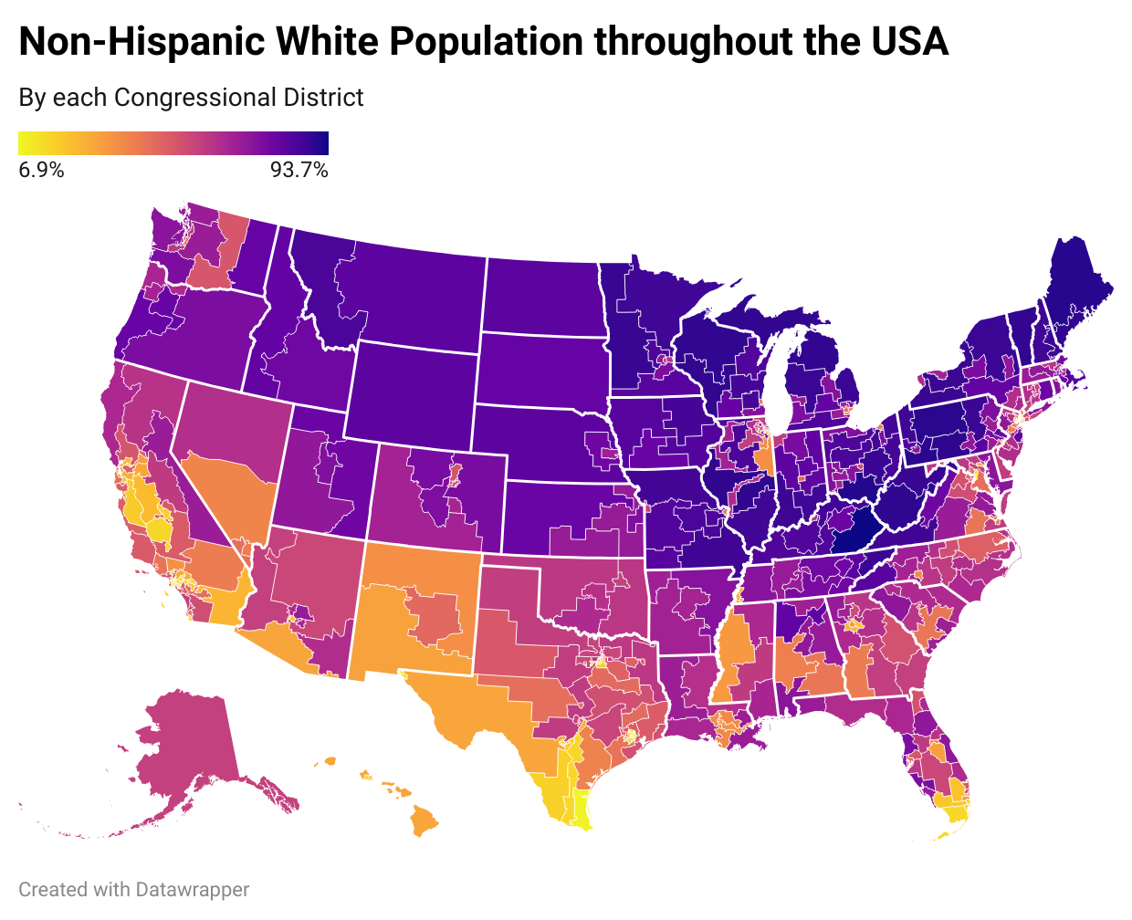White Population by US Congressional District Map
