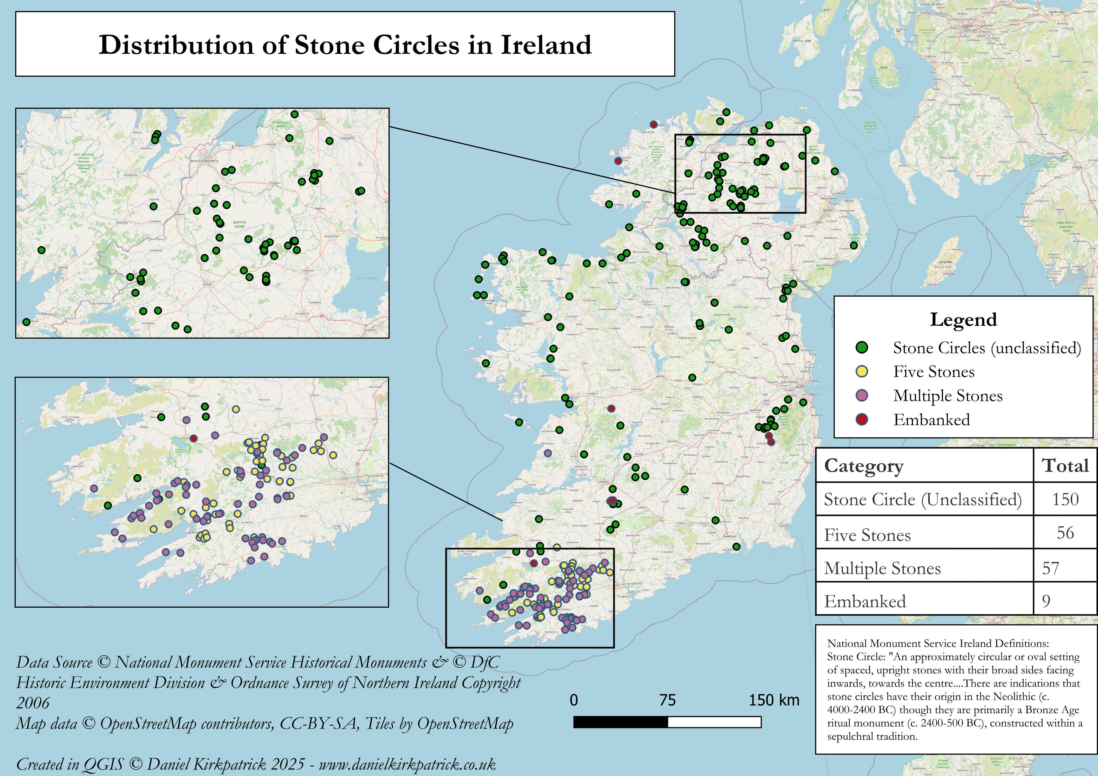 Stone Circles Distribution Map of Ireland Stone Circles Distribution Map of Ireland