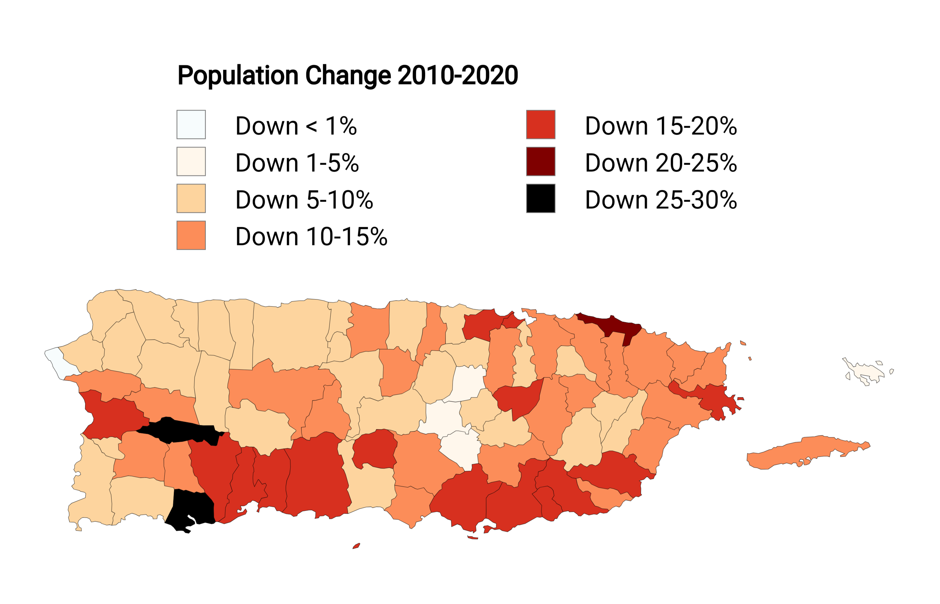 Puerto Rico Population Decline Map 2010-2020 Puerto Rico Population Decline Map 2010-2020