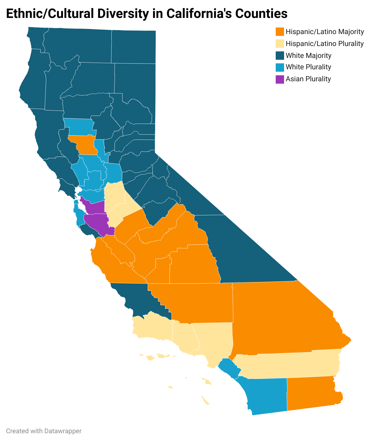 Ethnic Cultural Diversity in California's Counties Map Ethnic Cultural Diversity in California's Counties Map