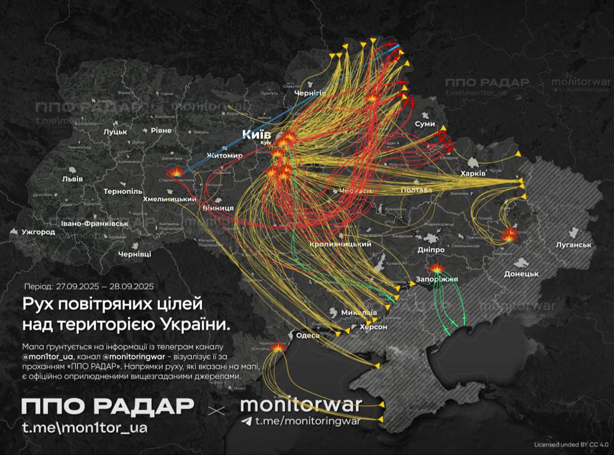 Map of Today's Attack on Ukraine, September 28, 2025 Map of Today's Attack on Ukraine, September 28, 2025
