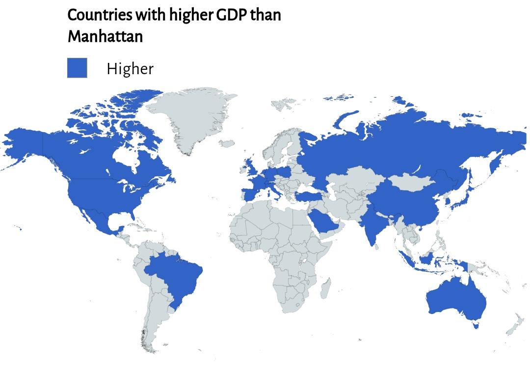 GDP Comparison Map of Manhattan County