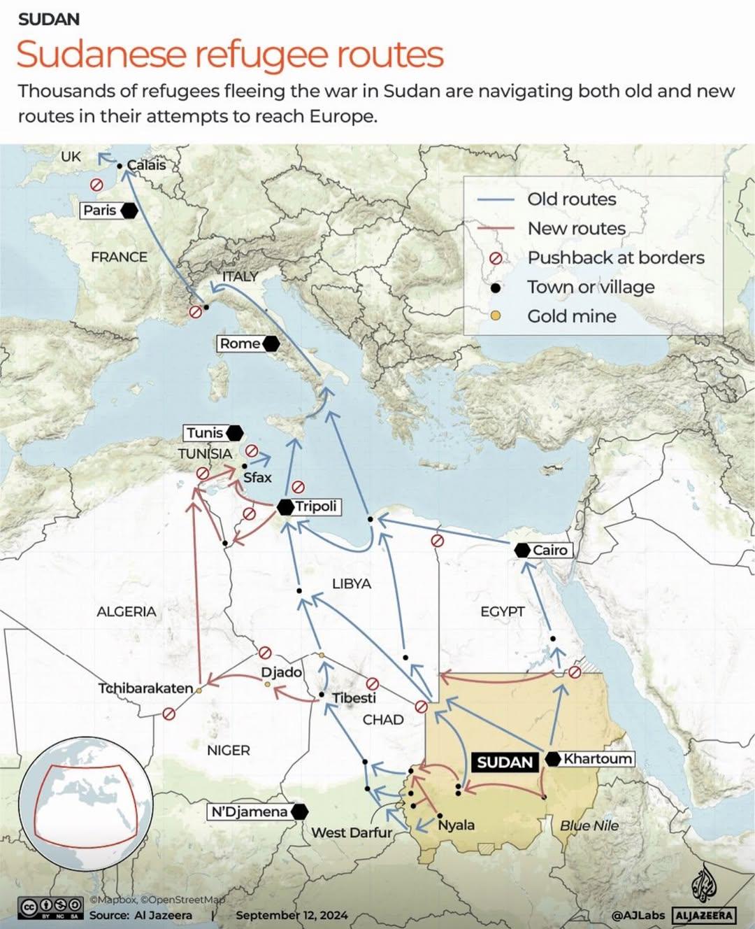 Sudanese Refugee Routes Map Sudanese Refugee Routes Map