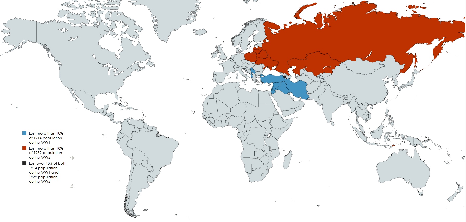 Map of Hardest Hit Countries by World Wars Map of Hardest Hit Countries by World Wars
