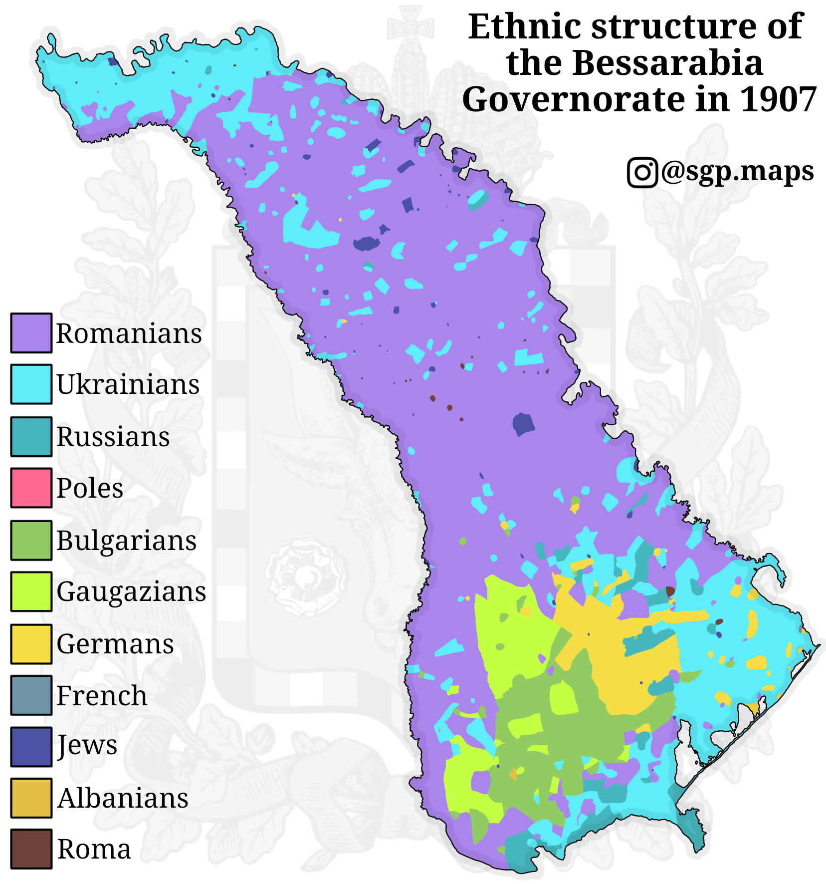 Ethnic Map of Bessarabia in 1907 Ethnic Map of Bessarabia in 1907