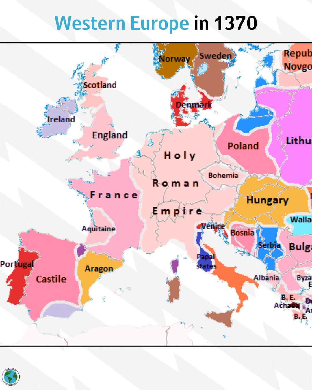 Political Map of Western Europe in 1370 Political Map of Western Europe in 1370