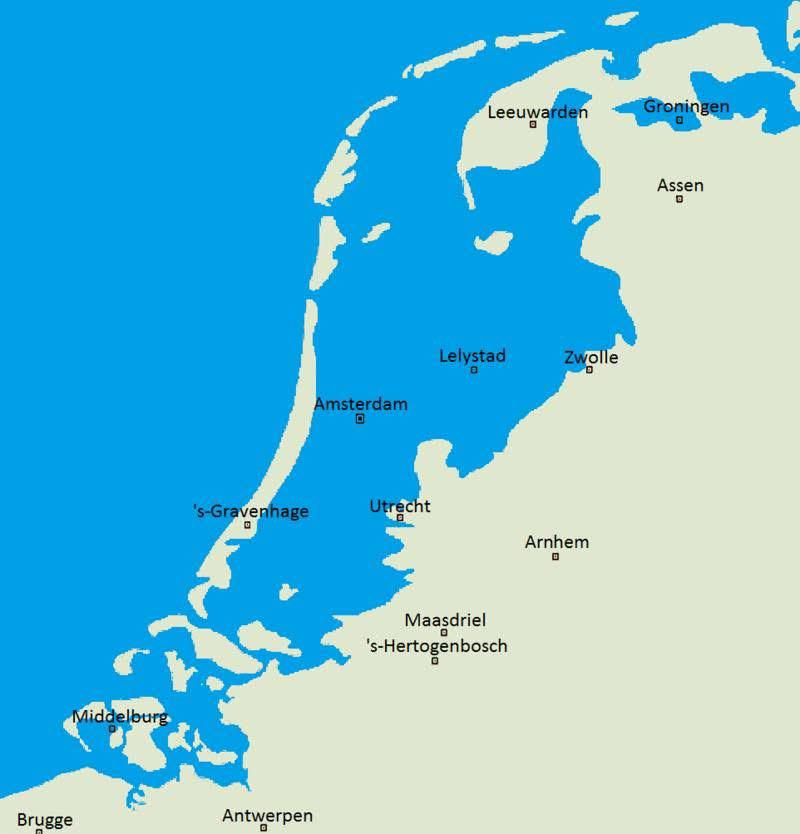 Netherlands Natural Landscape Map Without Dikes Netherlands Natural Landscape Map Without Dikes