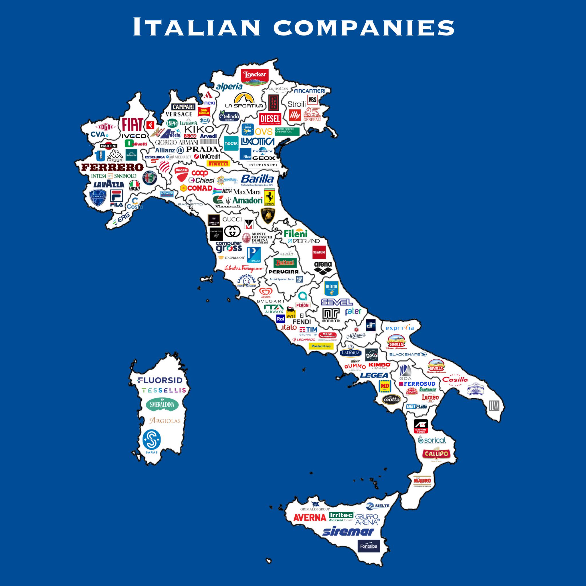 Map of Italian Companies by Region Map of Italian Companies by Region
