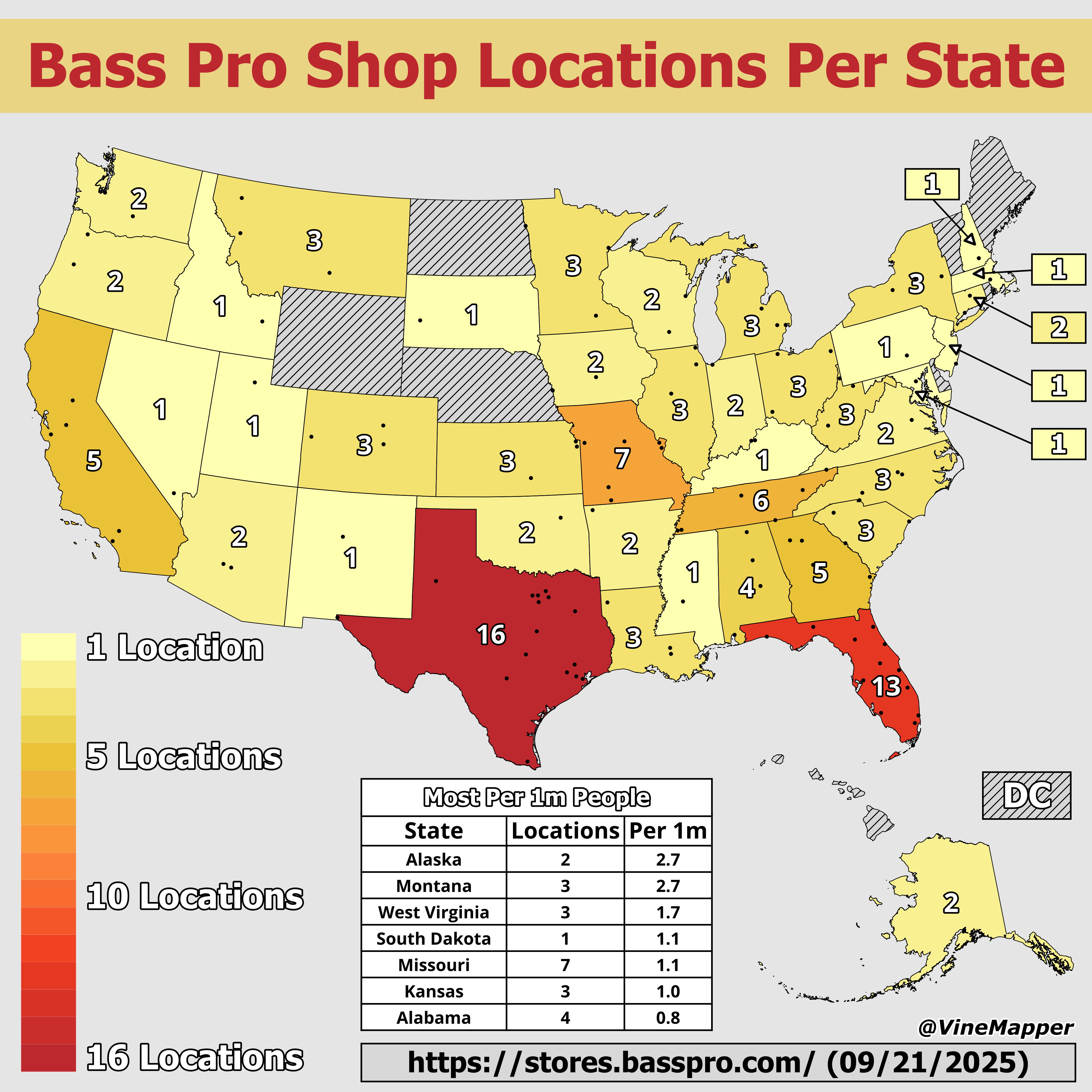 Bass Pro Shop Locations by State Map Bass Pro Shop Locations by State Map