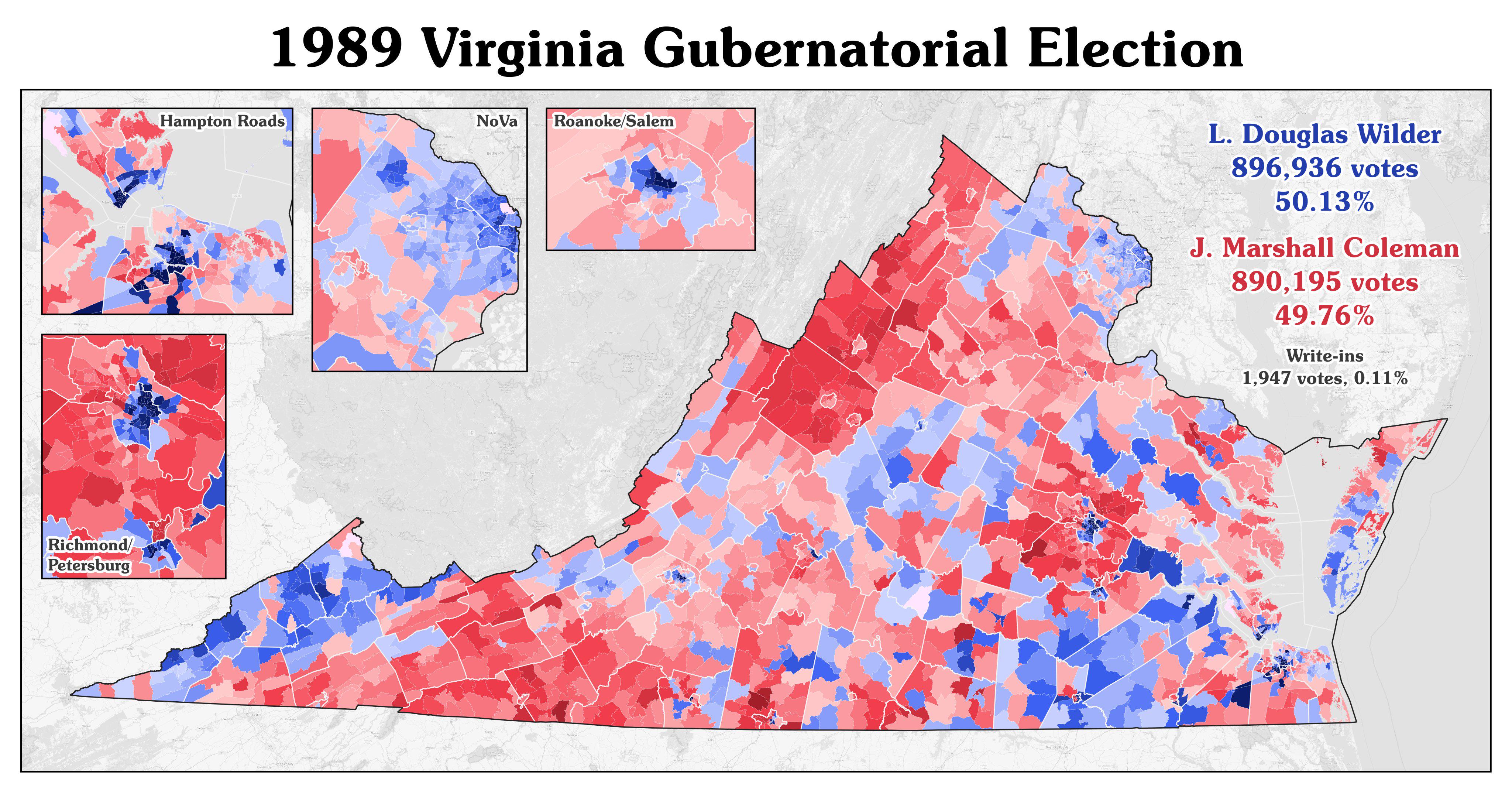 1989 Virginia Gubernatorial Election Map 1989 Virginia Gubernatorial Election Map