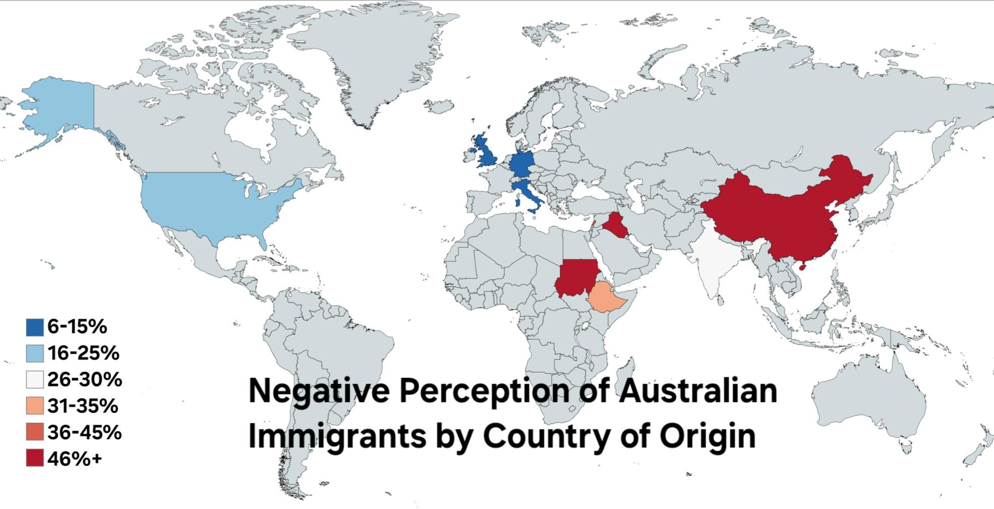 Negative to Very Negative Perception of Immigrants in Australia Map Negative to Very Negative Perception of Immigrants in Australia Map