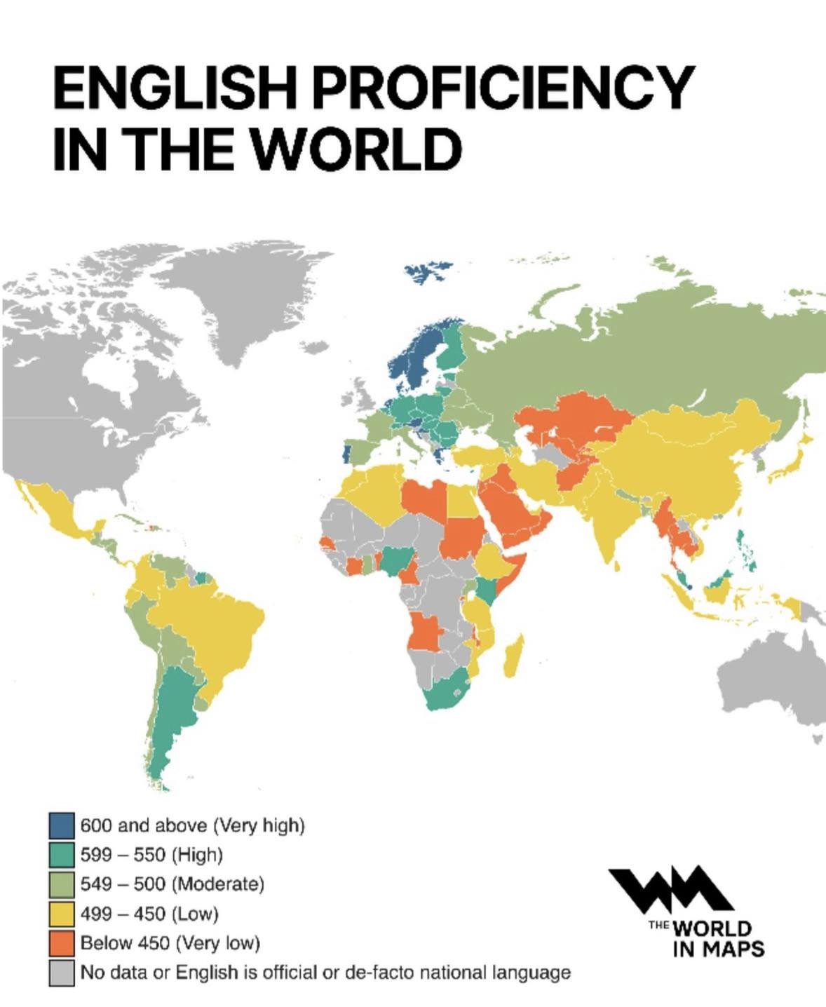 English Proficiency in the World Map English Proficiency in the World Map