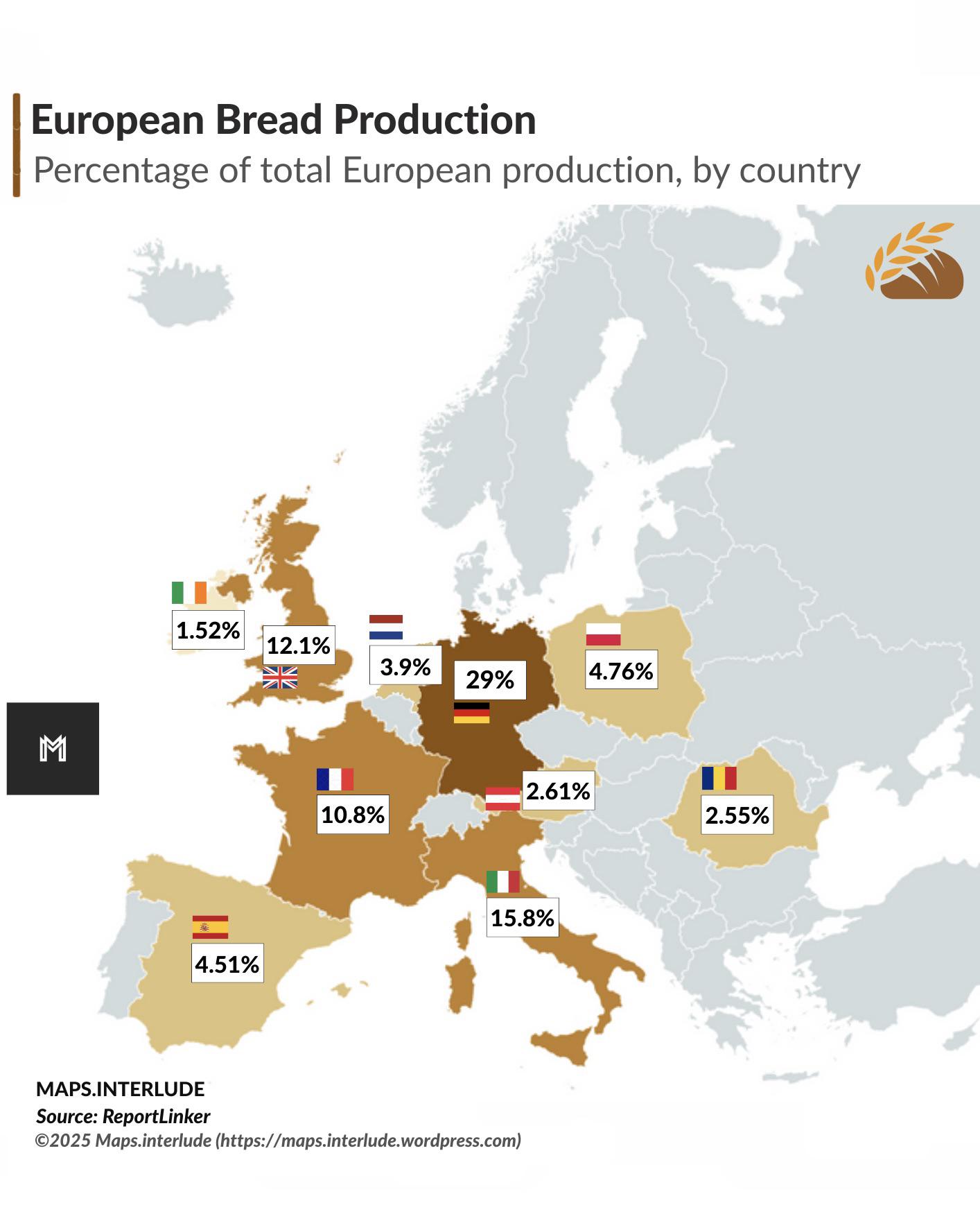 Largest European Bread Producers Map Largest European Bread Producers Map