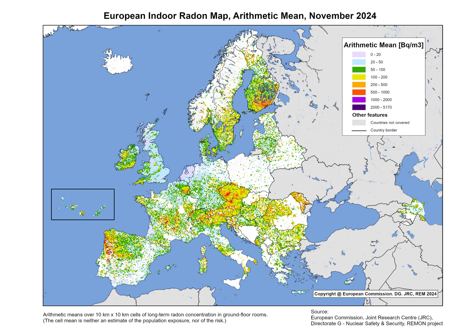 European Indoor Radon Levels Map European Indoor Radon Levels Map