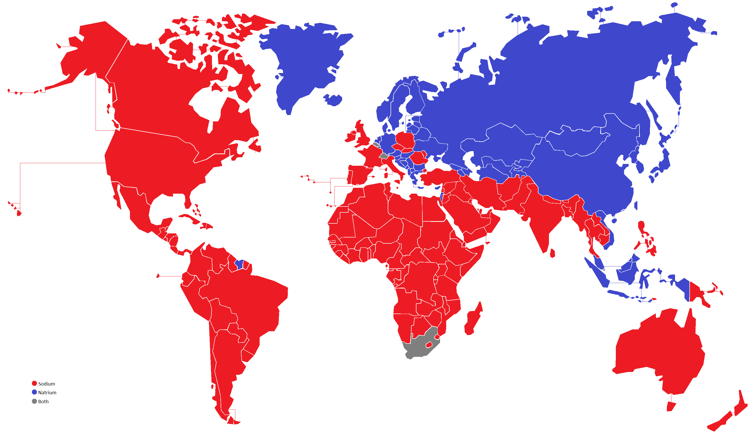 Map of Sodium vs. Natrium Usage by Country Map of Sodium vs. Natrium Usage by Country