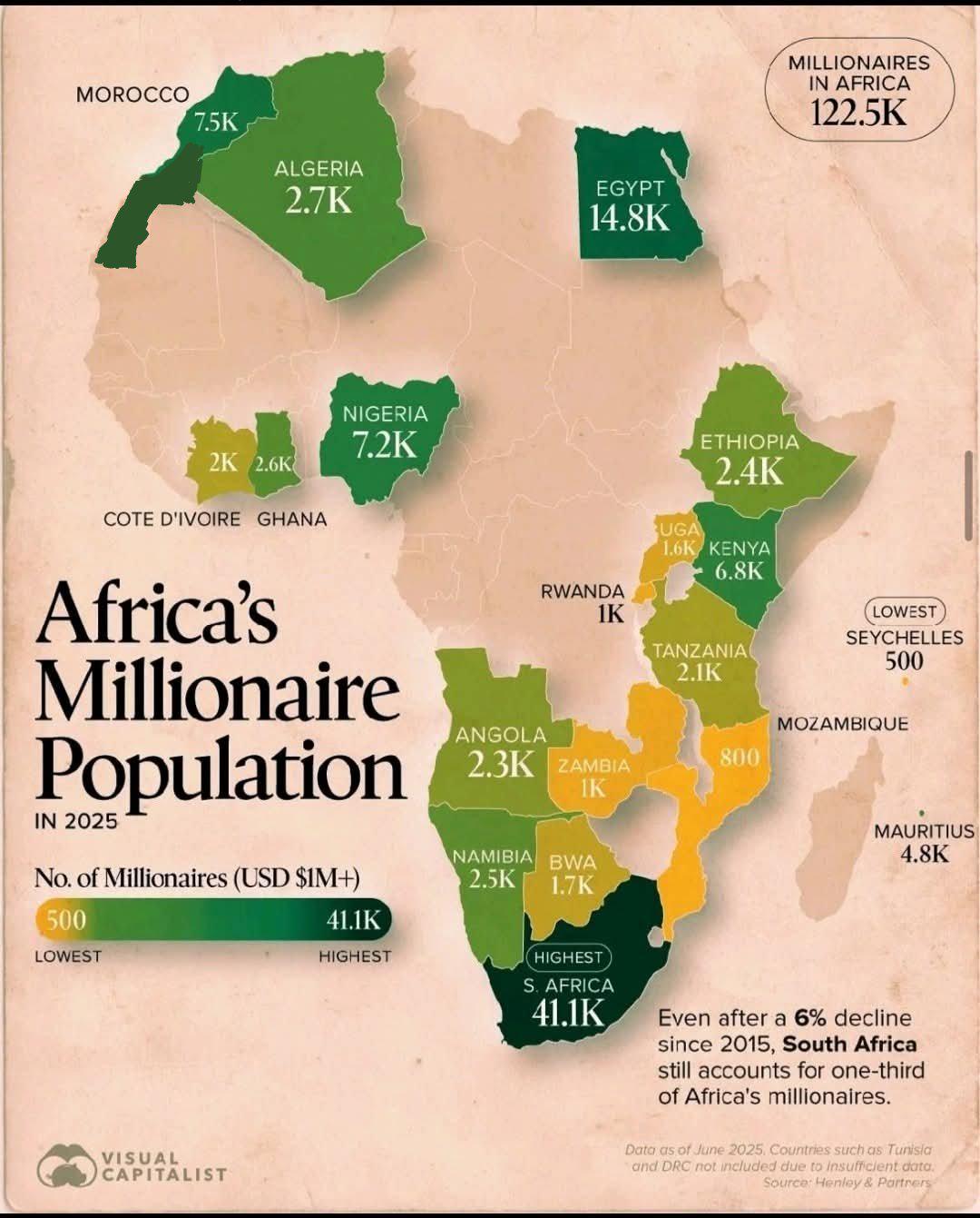 Africa's Millionaire Population Map 2025 Africa's Millionaire Population Map 2025
