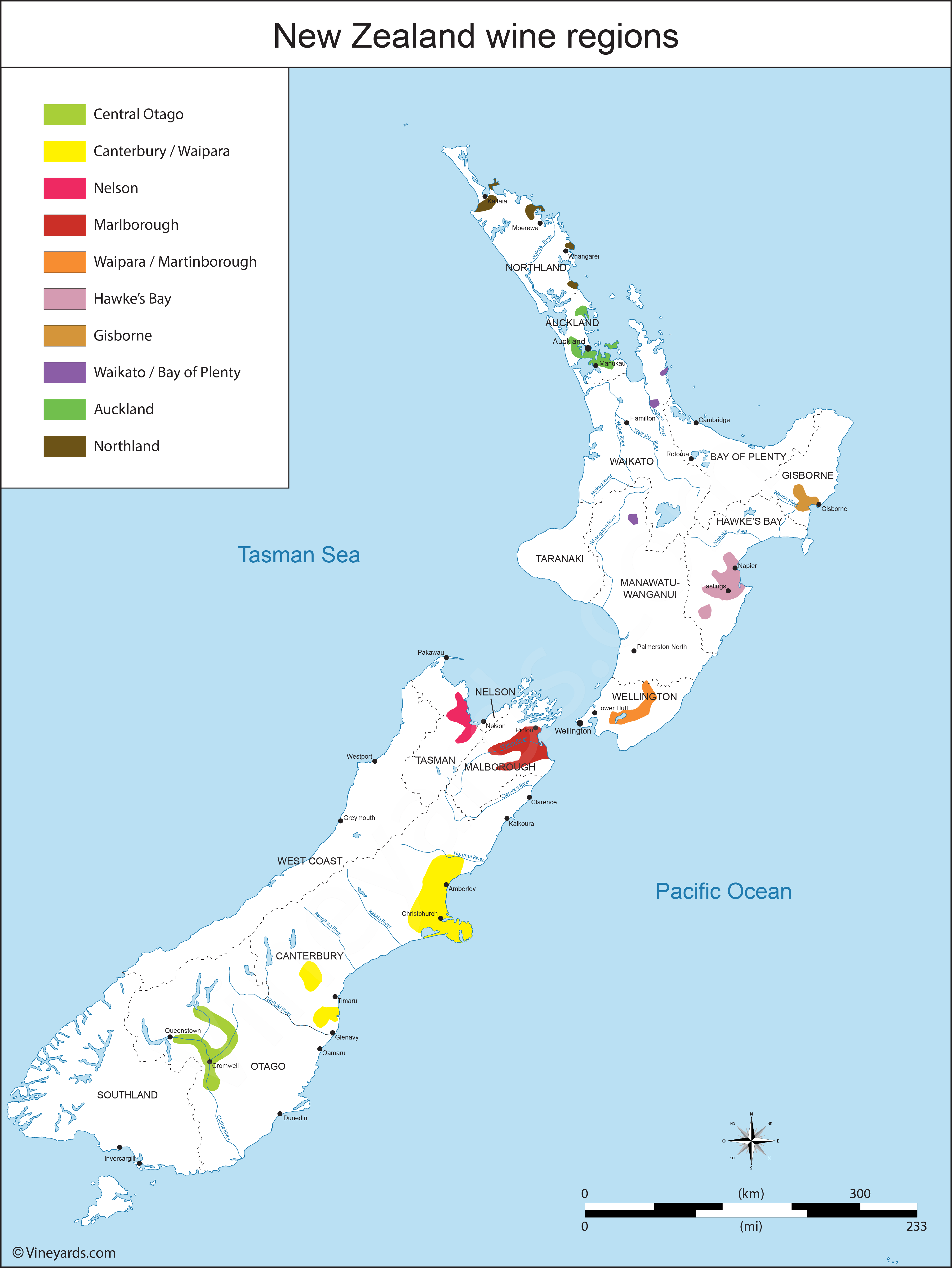Vineyard Regions Map of New Zealand Vineyard Regions Map of New Zealand