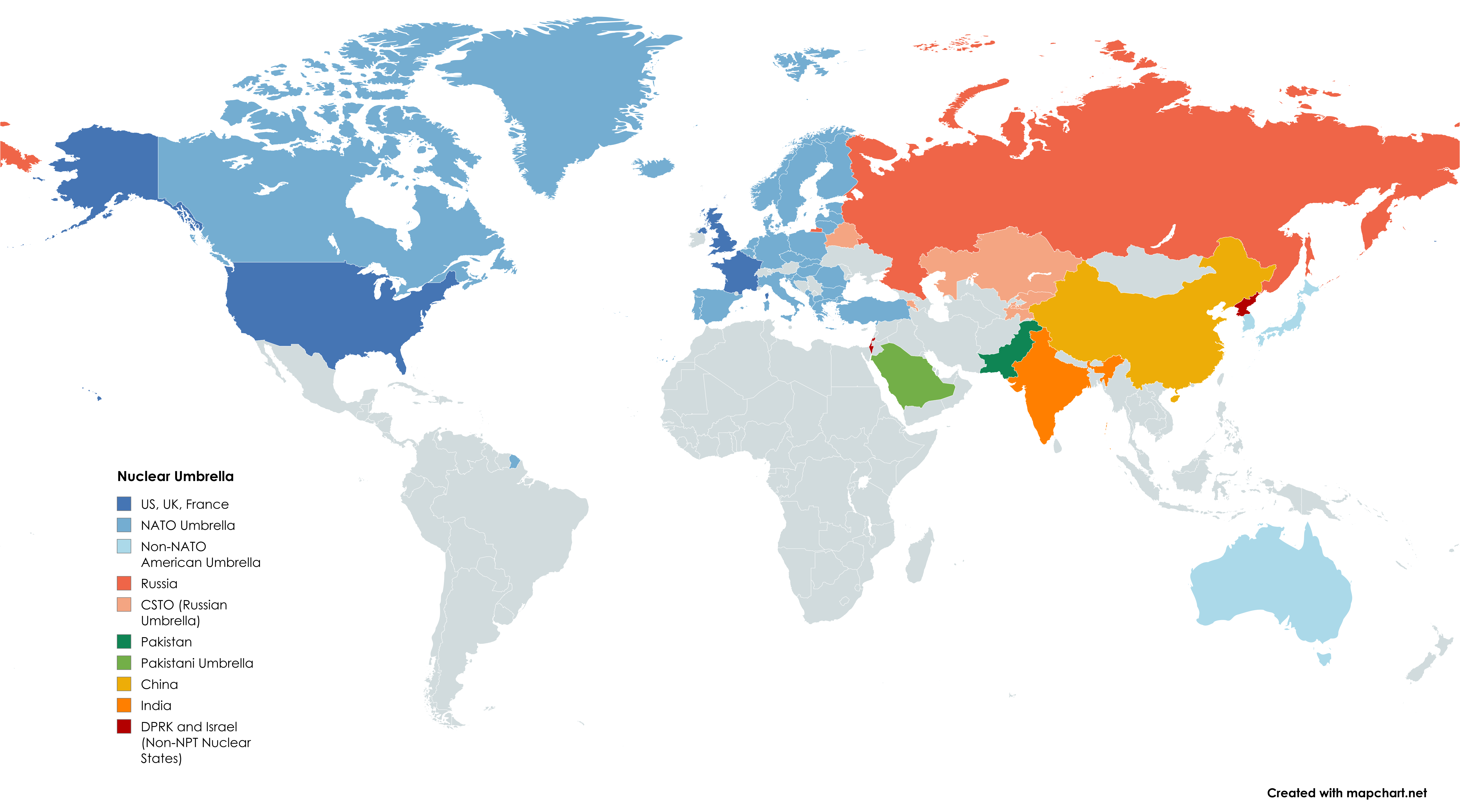 World's Nuclear Umbrellas Map World's Nuclear Umbrellas Map