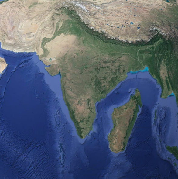 Geographical Map of Madagascar Next to India