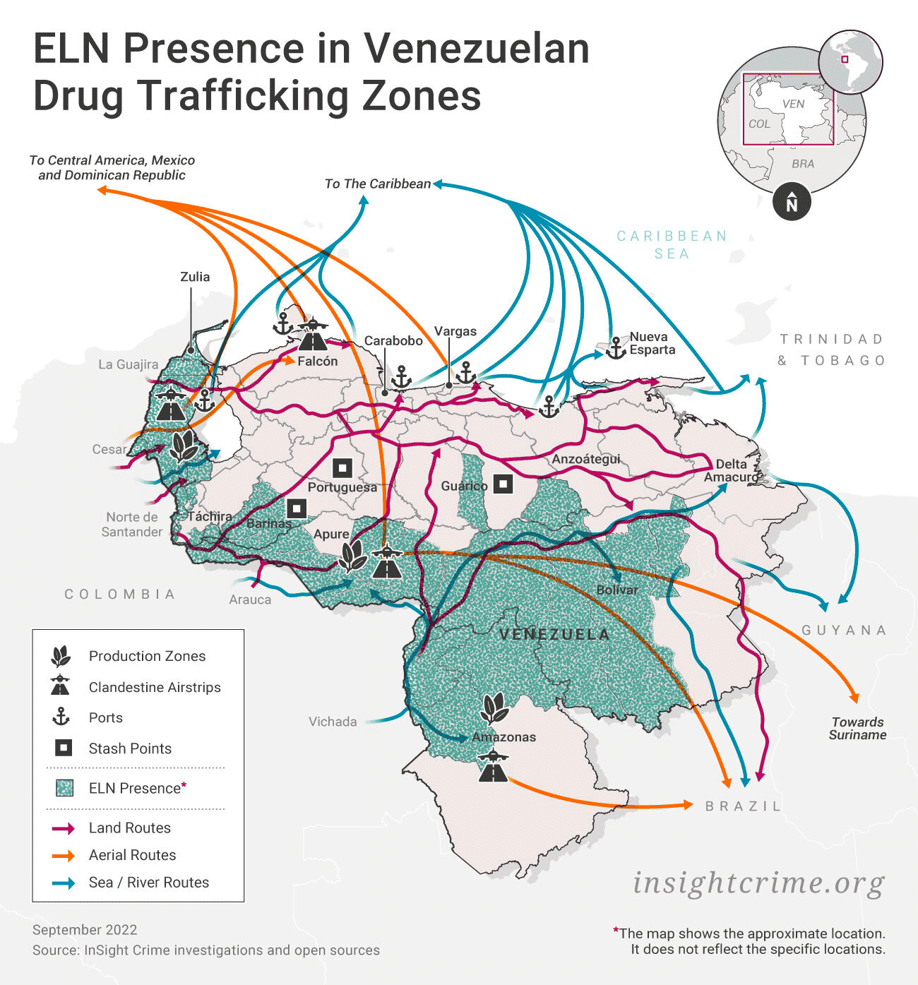 Venezuela Drug Traffic Zones Map Venezuela Drug Traffic Zones Map