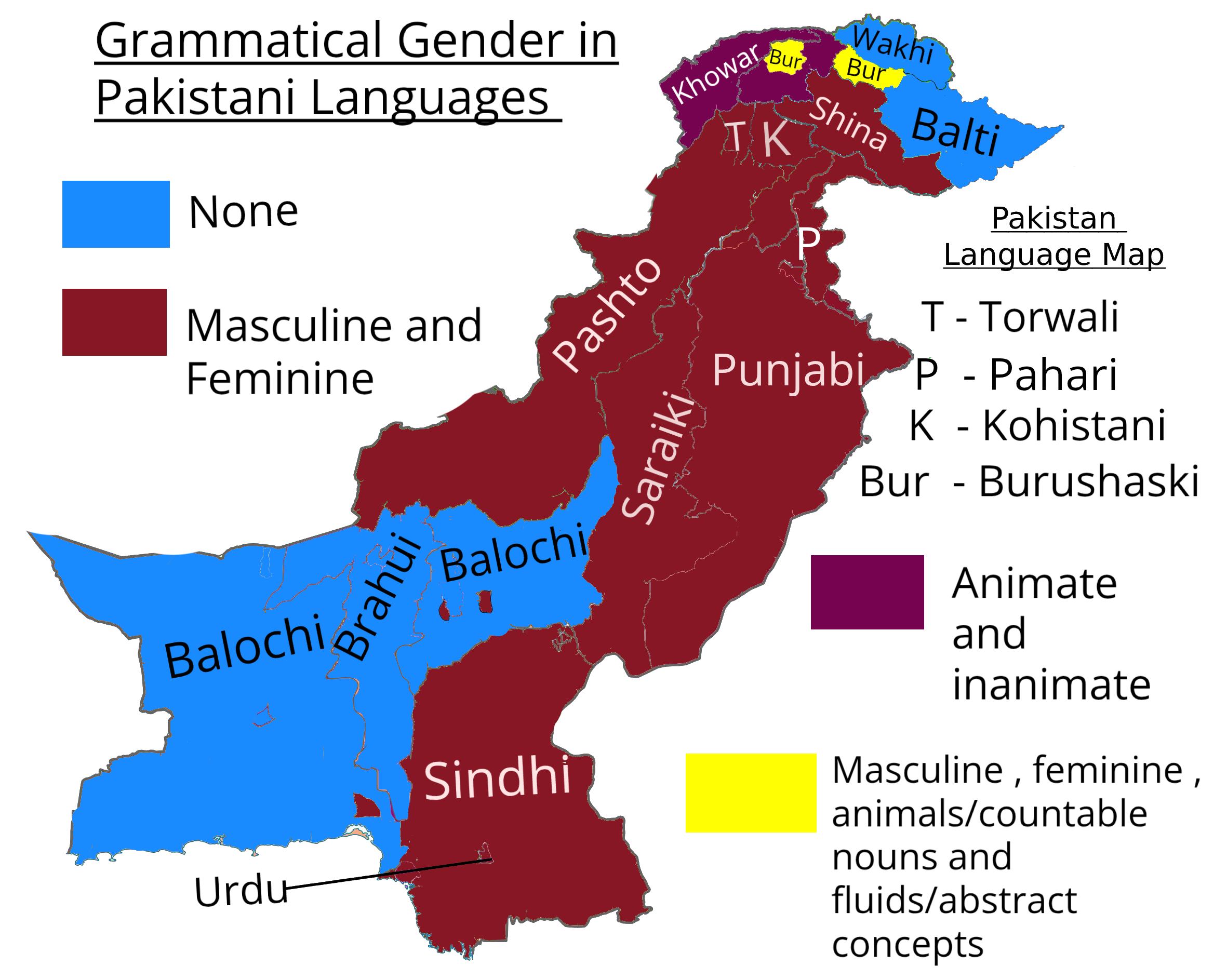 Pakistan Grammatical Gender Map Pakistan Grammatical Gender Map