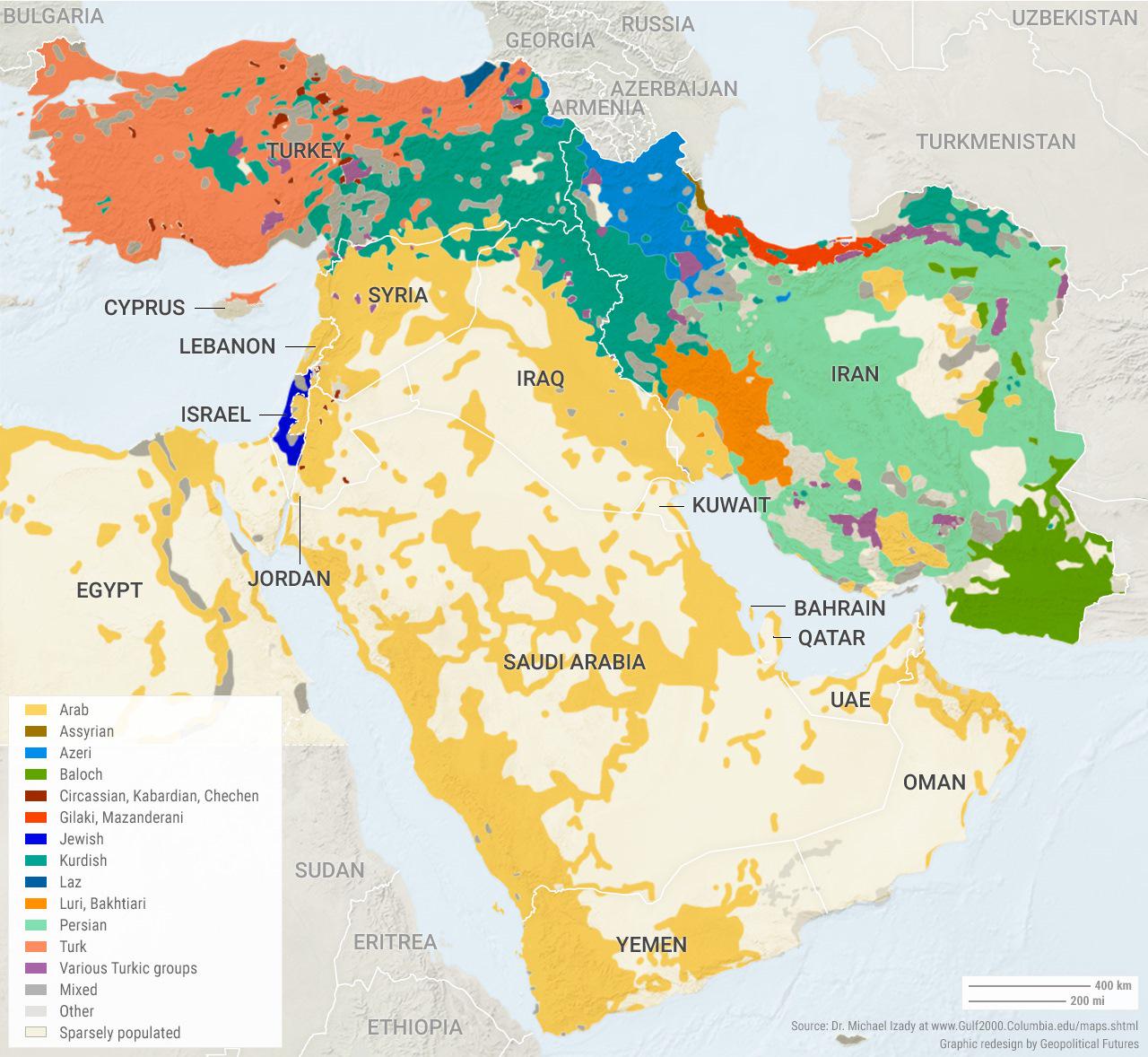 Ethnic Composition of the Middle East Map Ethnic Composition of the Middle East Map