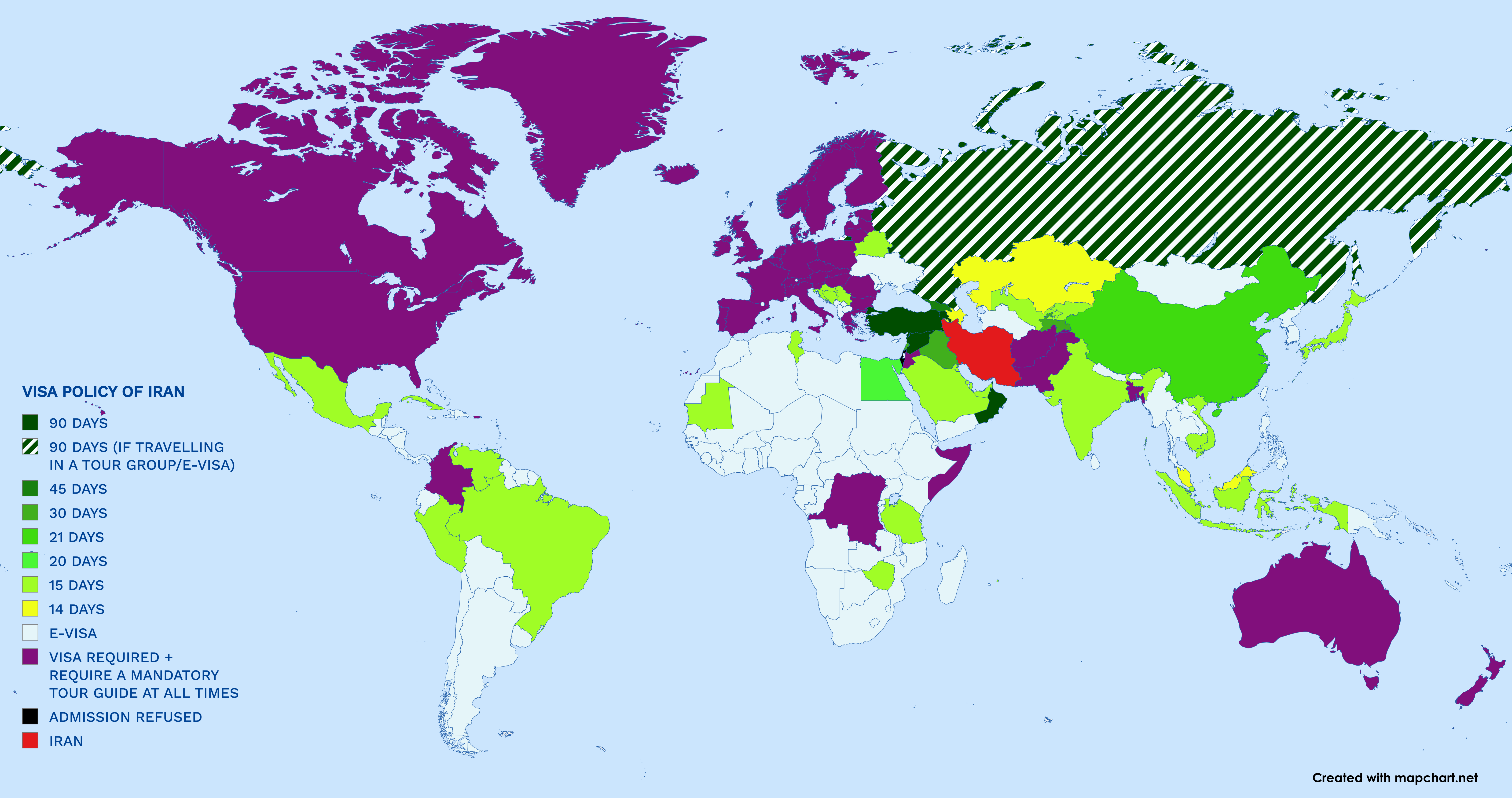 Visa Requirements Map for Iran 2025 Visa Requirements Map for Iran 2025