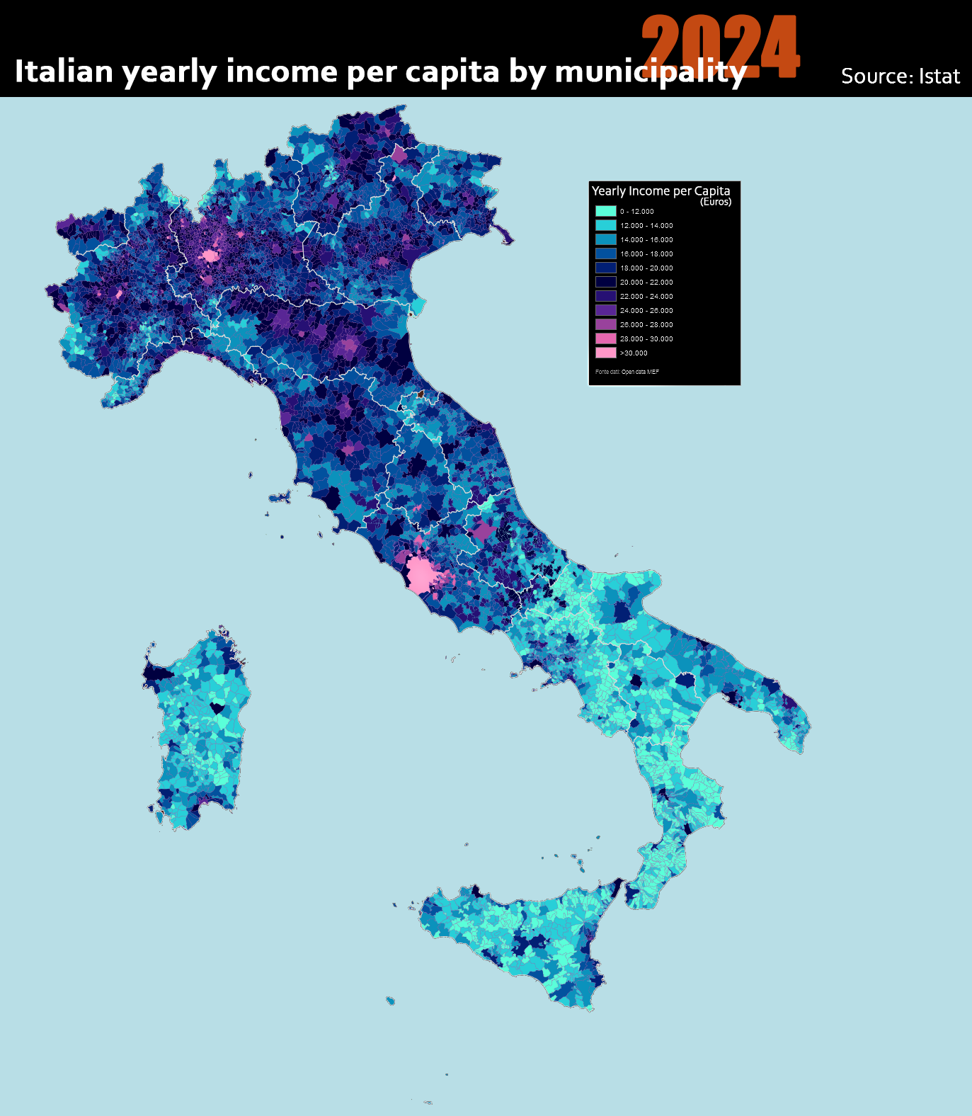 Italian Yearly Income Per Capita by Municipality Map Italian Yearly Income Per Capita by Municipality Map