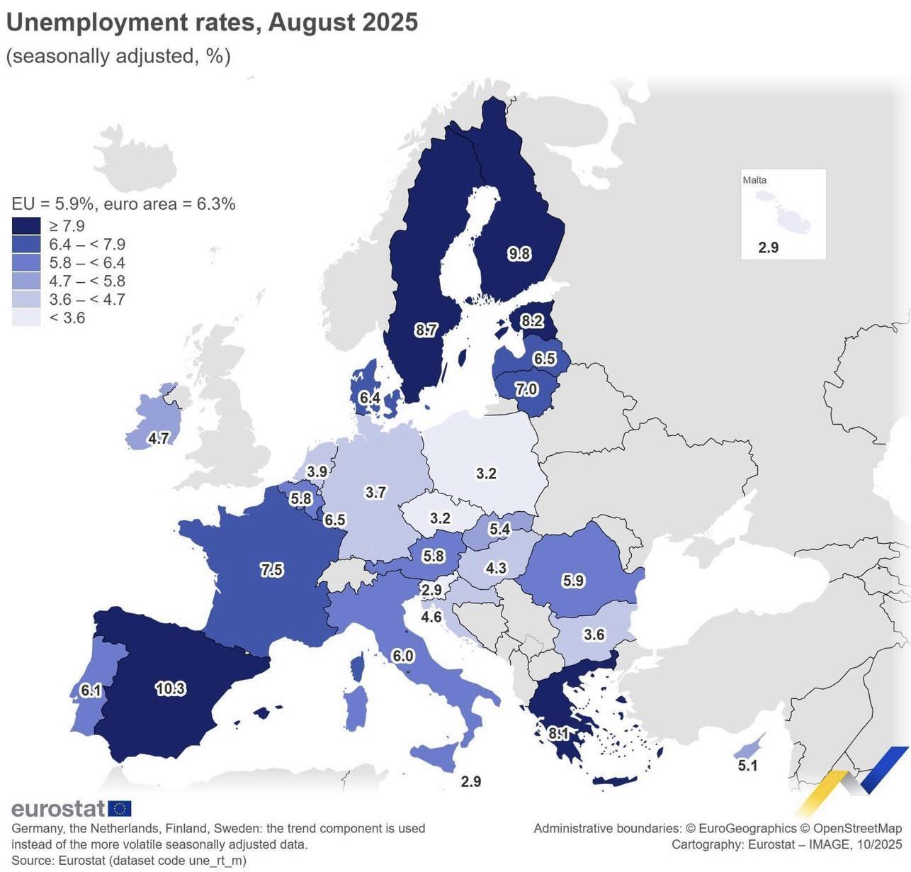 Unemployment Rates in the EU Map Unemployment Rates in the EU Map