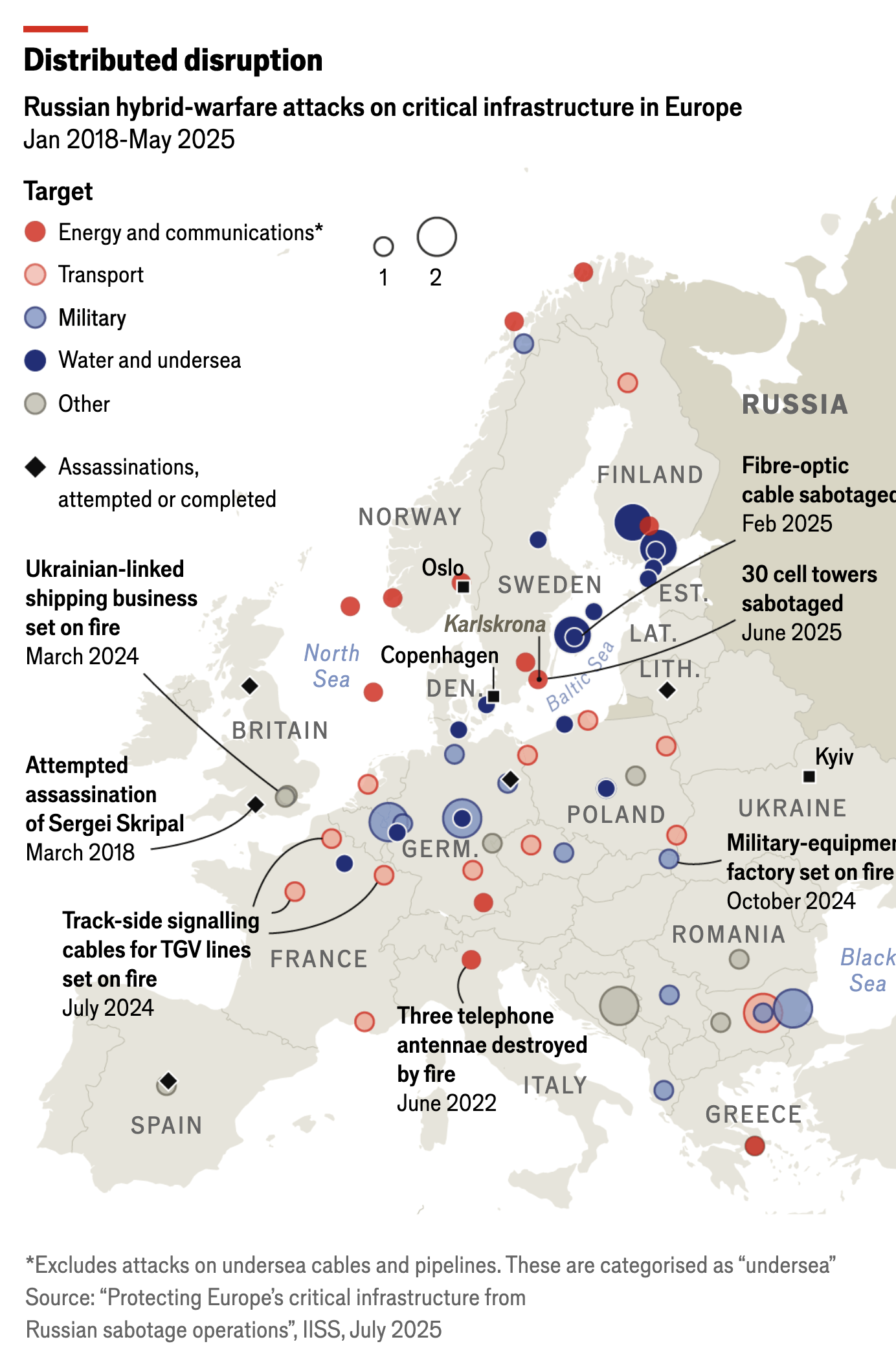 Map of Russian Hybrid-Warfare Attacks on European Infrastructure Map of Russian Hybrid-Warfare Attacks on European Infrastructure