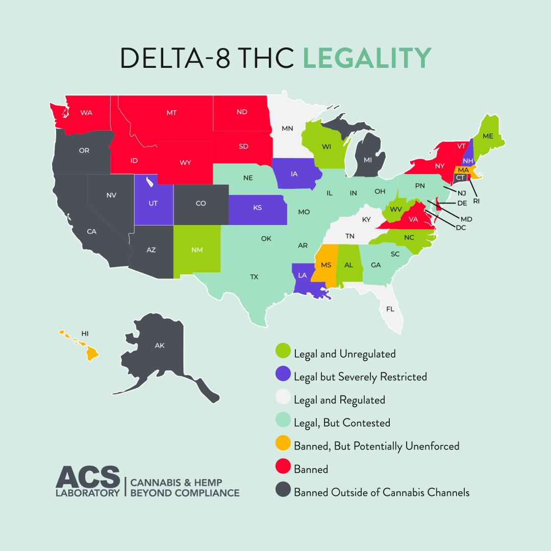 Legality of Delta-8 THC Map 2024 Legality of Delta-8 THC Map 2024